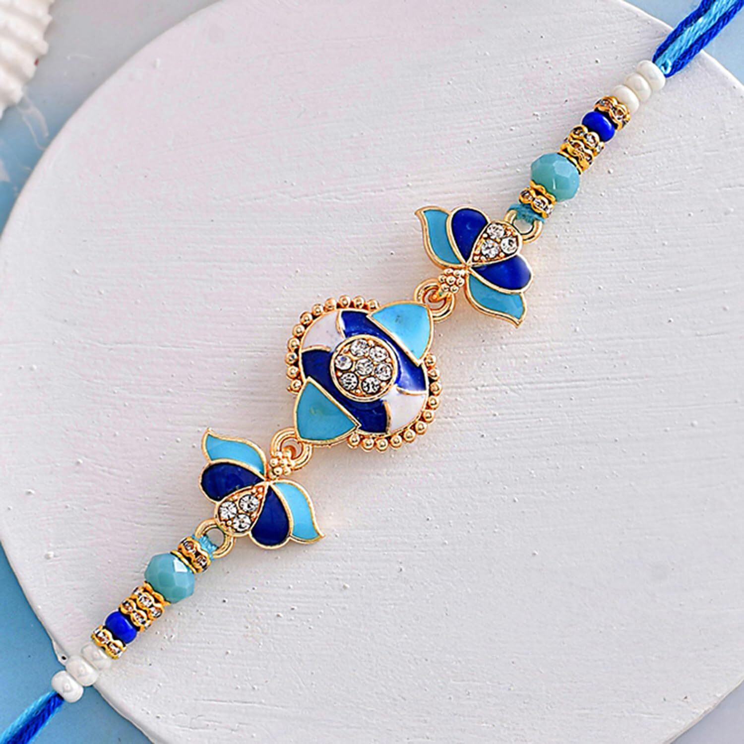 Voylla Blue Enamelled And Beaded Men's Rakhi For Brother|Pack Of 1|Rakhi Special|