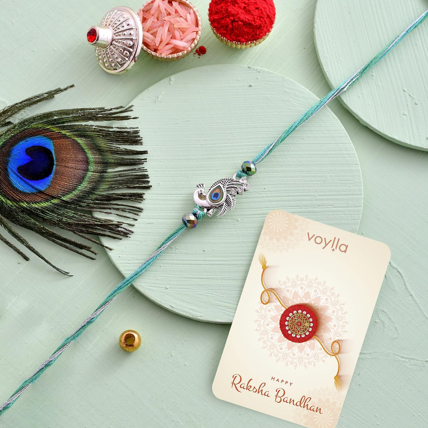 Voylla Lord Krishna Motifs Divine Thread Rakhi For Brother|Pack Of 1|Rakhi Special|