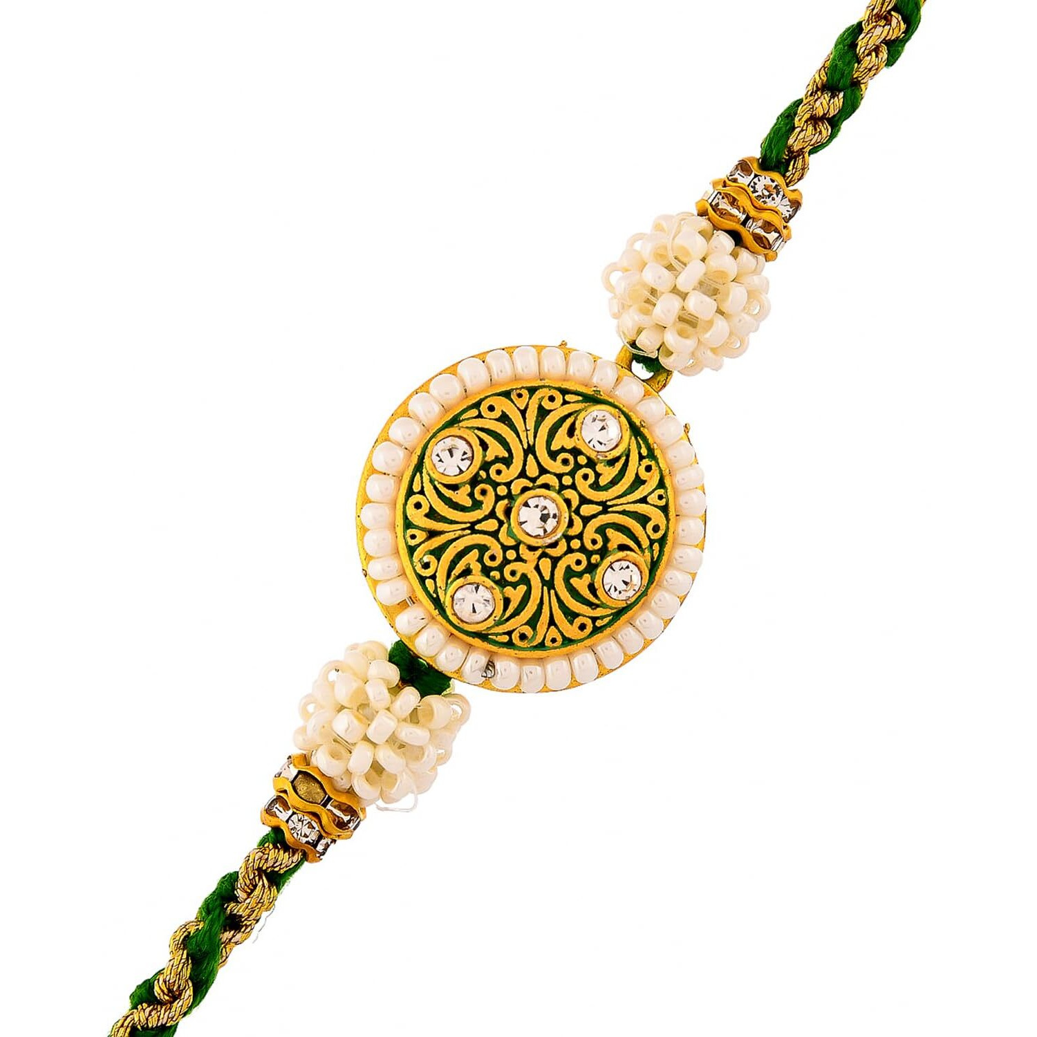 Voylla Faux Pearls Embellished Thread Rakhi For Brother|Pack Of 1|Rakhi Special|