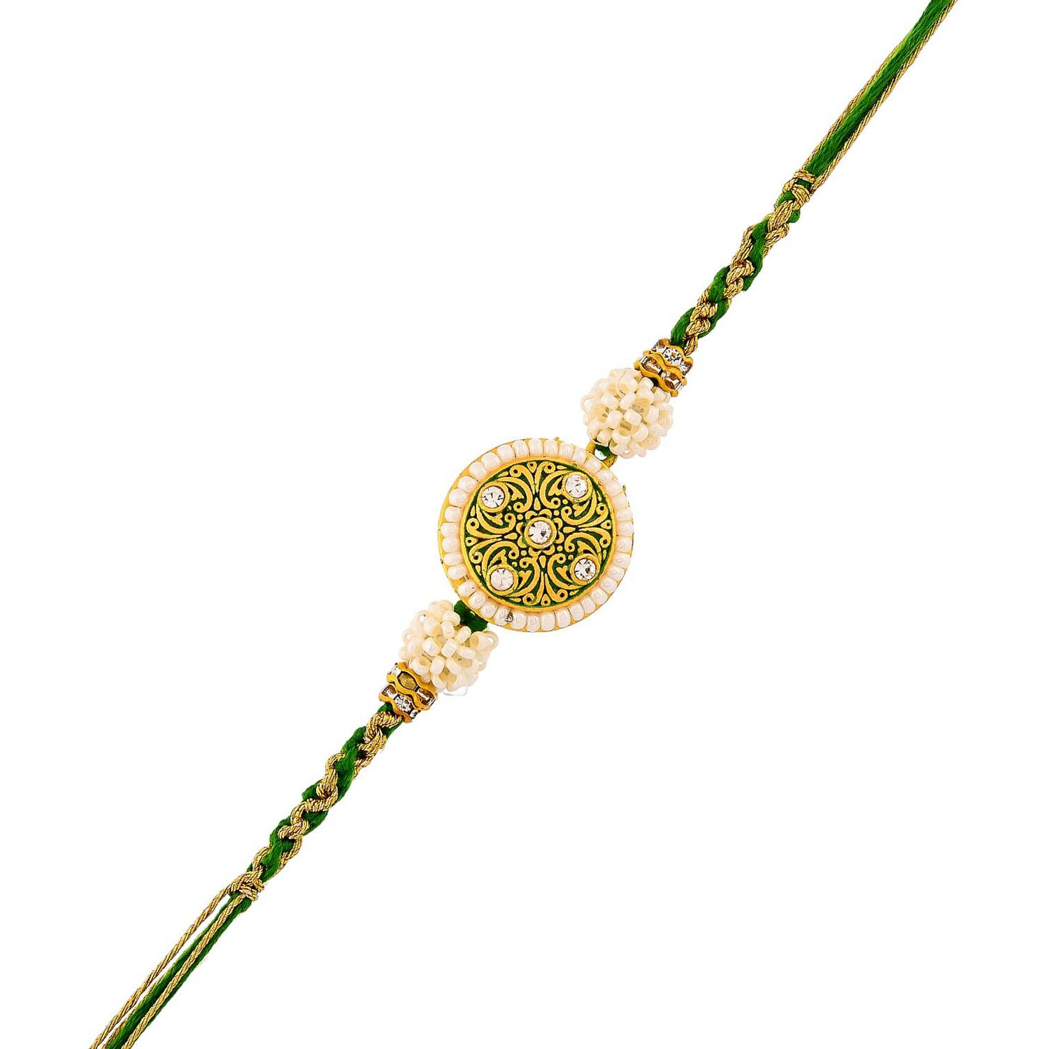 Voylla Faux Pearls Embellished Thread Rakhi For Brother|Pack Of 1|Rakhi Special|