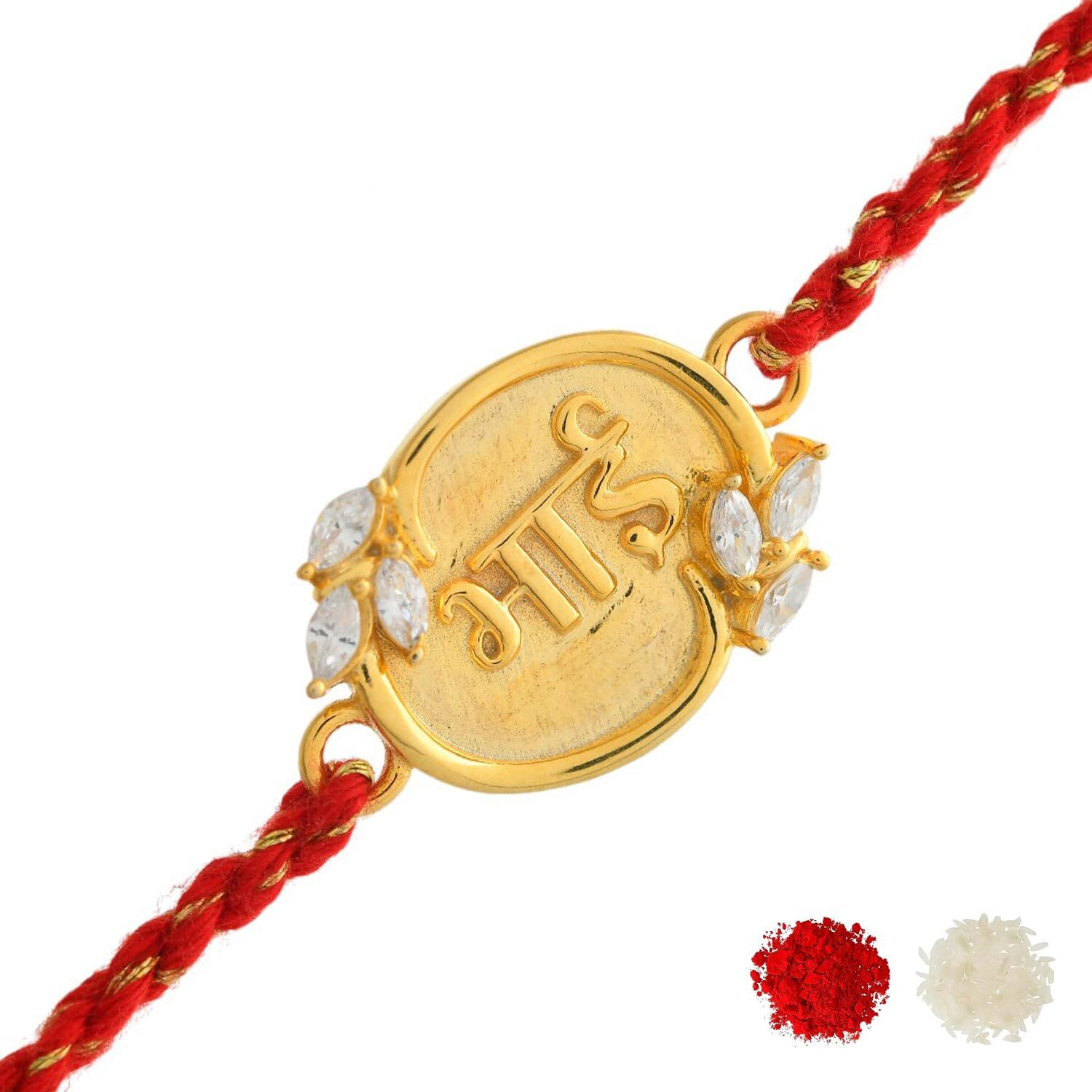 Voylla Sterling Silver Red Bhai Floral Rakhi |Pack Of 1|Rakhi For Brother|Raksha Bandhan Special|925 Steling Silver|