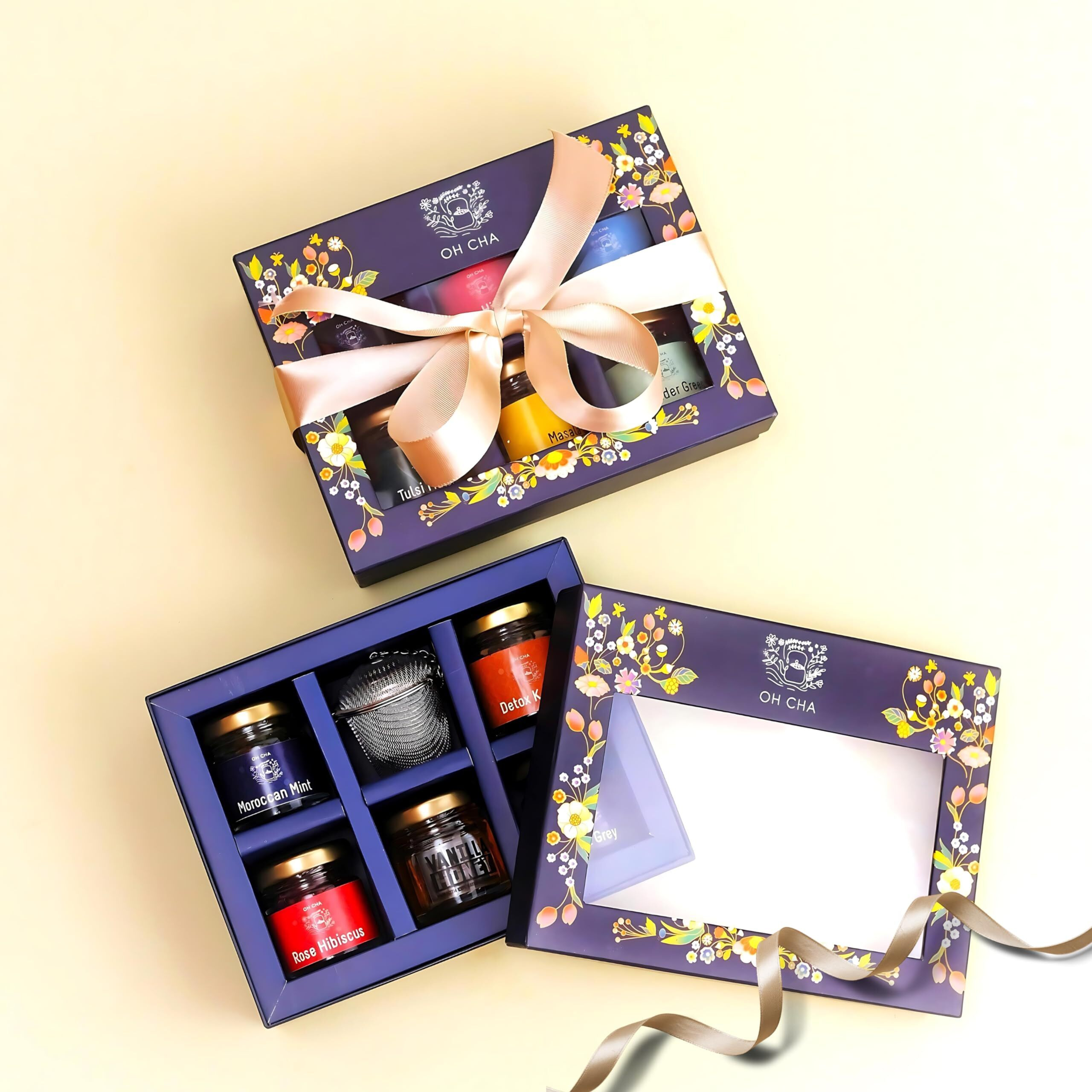 Oh Cha - Rakhi Gift For Brother/Sister | Gift Box With 4 Teas, Rakhi, Moli, Chawal, Honey, Infuser, Personalized Note | Rakhi Gift Hamper For Bhabhi, Brother, Sister | Complete Rakshabandhan Gift