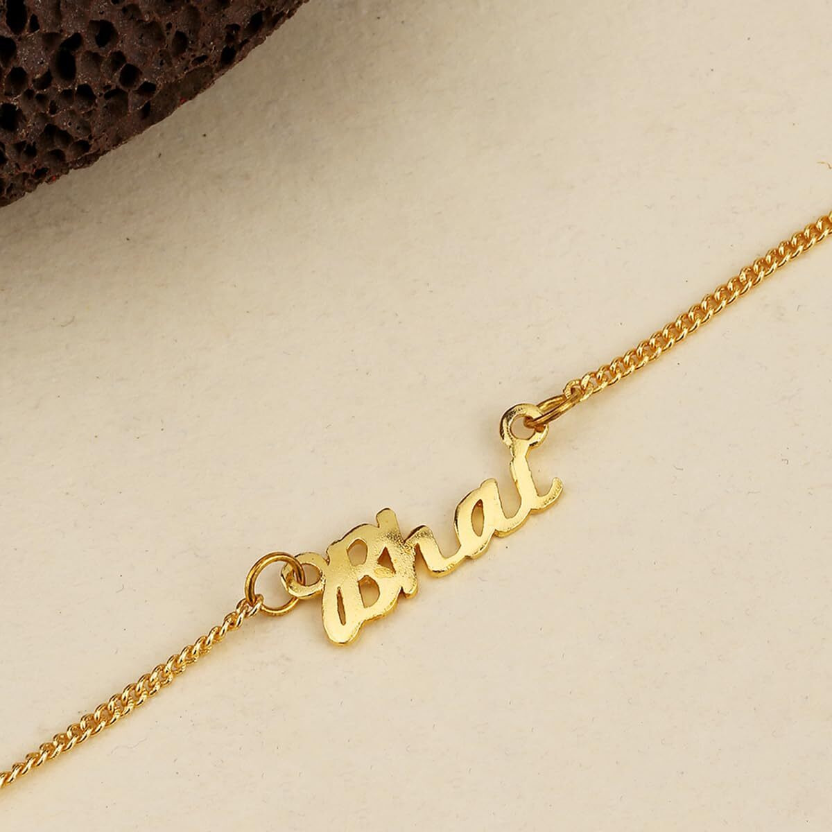Voylla Gold-Toned Bracelet Engraved With The Word 'Bhai' Bracelet For Men