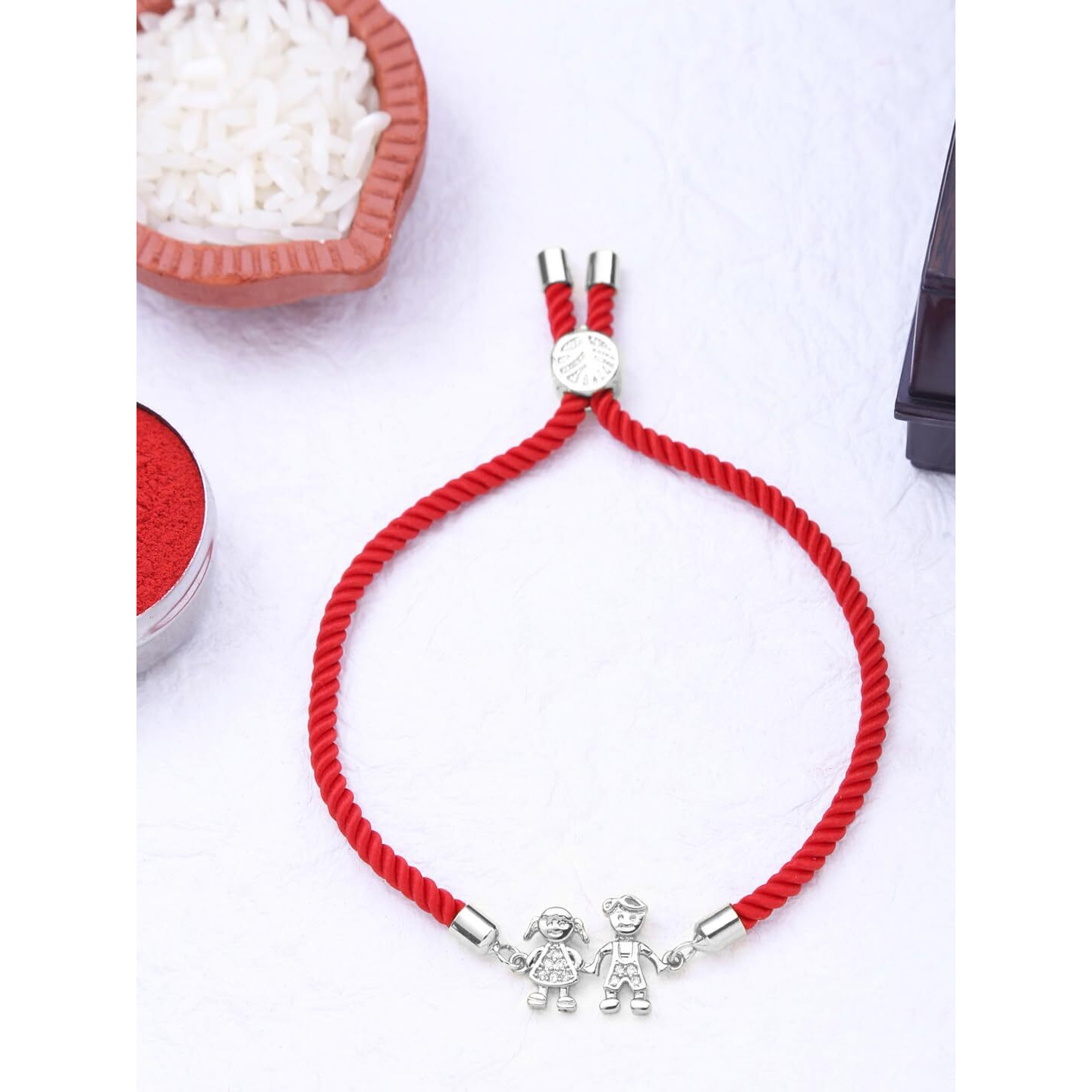 Yellow Chimes Rakhi Bracelet For Brother Rakhi Gift For Brother Silver Toned Brother Sister Red Rakhi Bracelet For Men And Women.