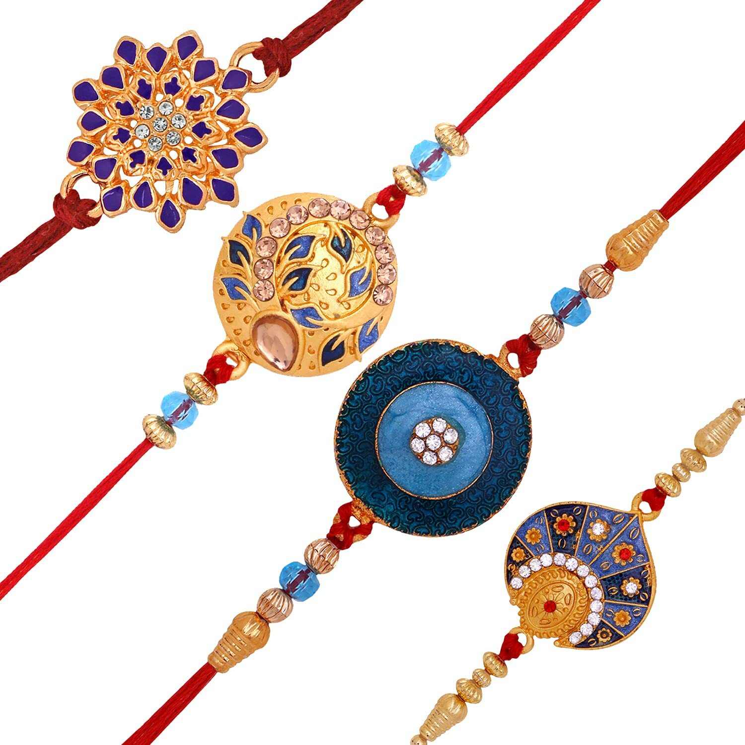 Mahi Combo Of Exclusive Designer Meenakari Work Rakhi's With Multicolor Crystal And Artificial Pearl For Bhaiya (Rco1105231M)