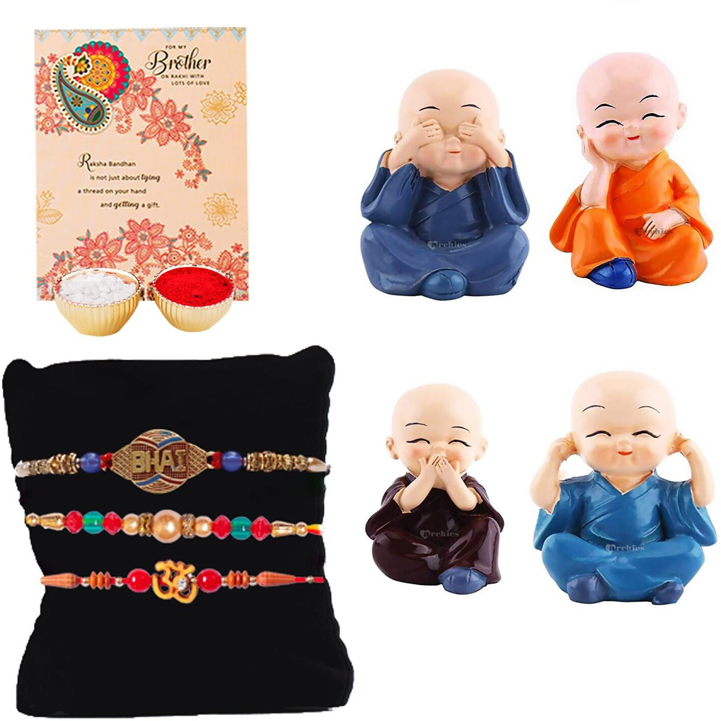 Archies Rakhi Collection For Rakshabandhan | Rakhi For Brother | Rakhi For Bhaiya And Bhabhi | Rakhi Combo Gift Hamper (Acceptable-Buddha+Rakhi Combo)