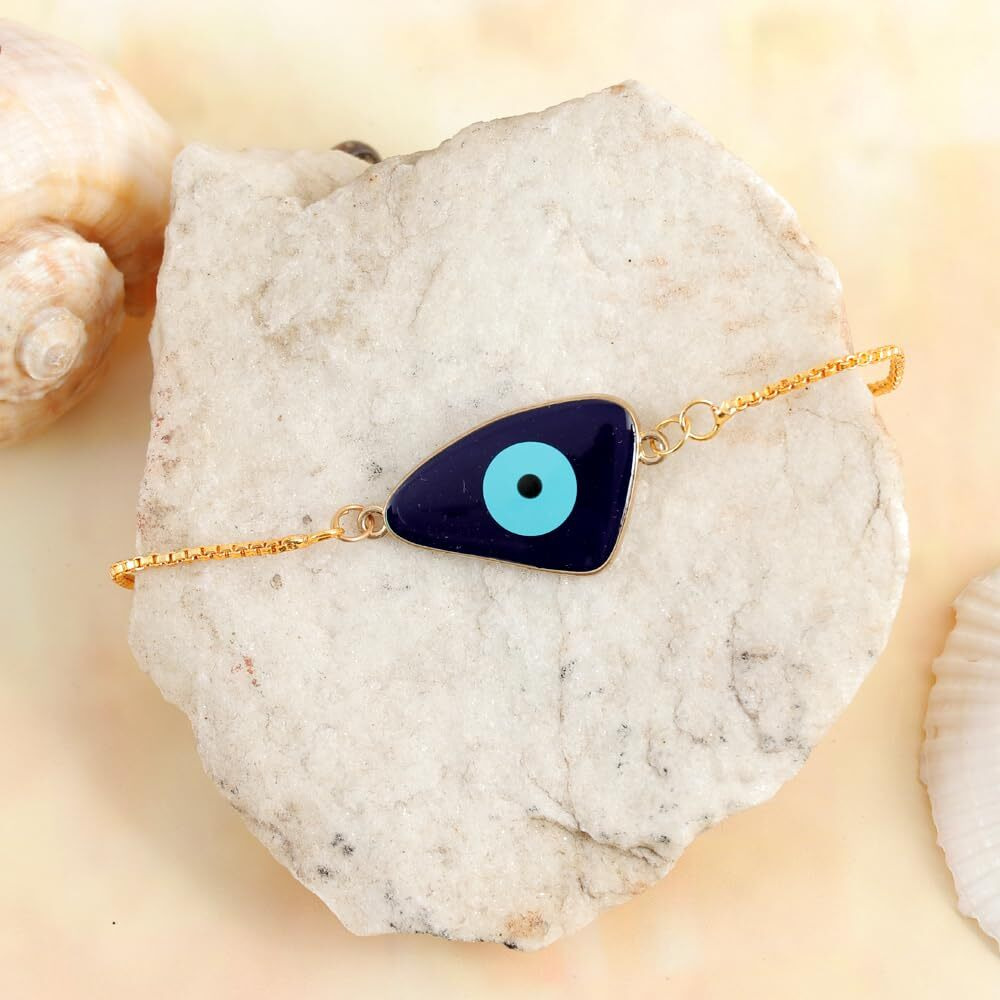 University Trendz Evil Eye Charm Gold Plated Bracelet, Rakhi Bracelet For Men's, Boys And Brothers