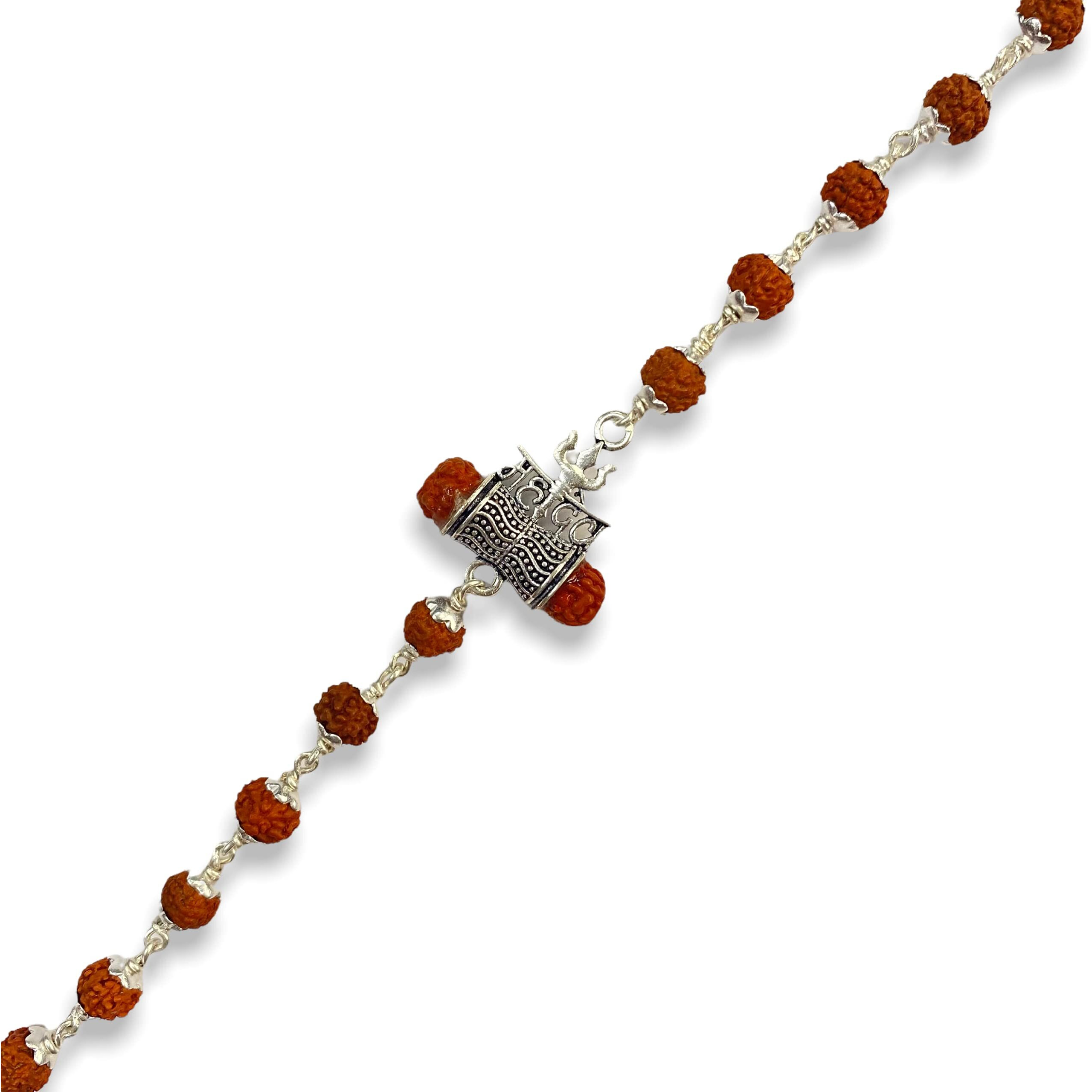 Hem Jewels Pure Silver Rudraksh Rakhi For Brother | Silver Bracelet For Boys And Men | Silver Bracelet Rakhi | Design Mahadev Trishul Motif (Hj_Rkh52)