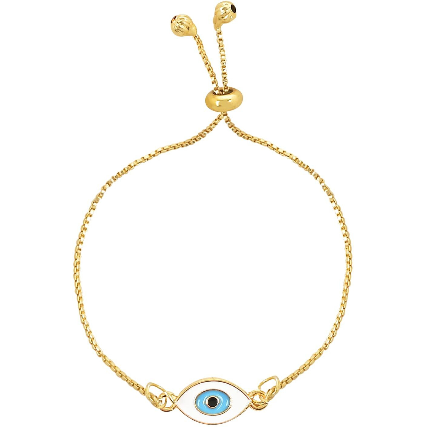 I Jewels Designer Enamel Evil Eye Bhaiya Bhabhi Lumba Rakhi Set With Roli Chawal For Brother/Bro/Men With Rakshabandhan Card (R129-Co)