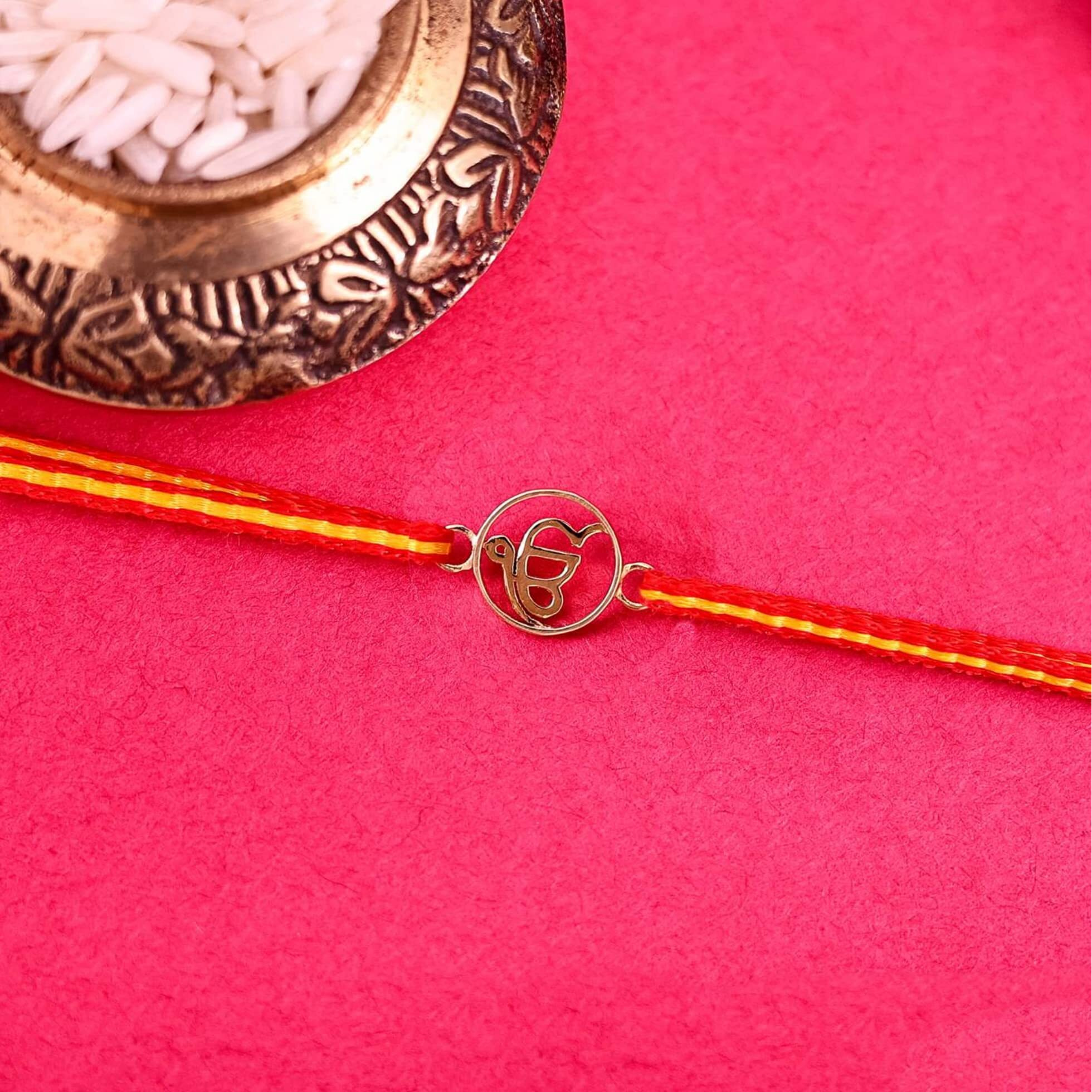 Kuberbox Ik Onkar 18K Gold Rakhi Bracelet For Brother