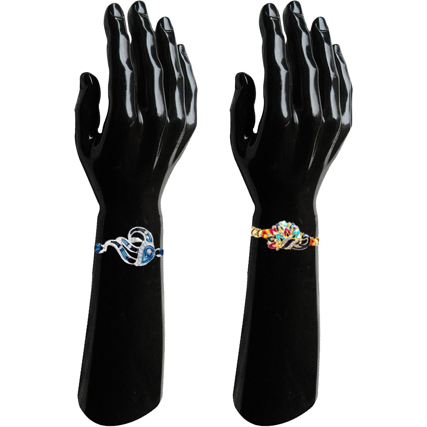 Mahi Combo Of 4 Multicolor Crystals Peacock Shaped Rakhis With Meenakari Work For Brother(Rco1105558M)