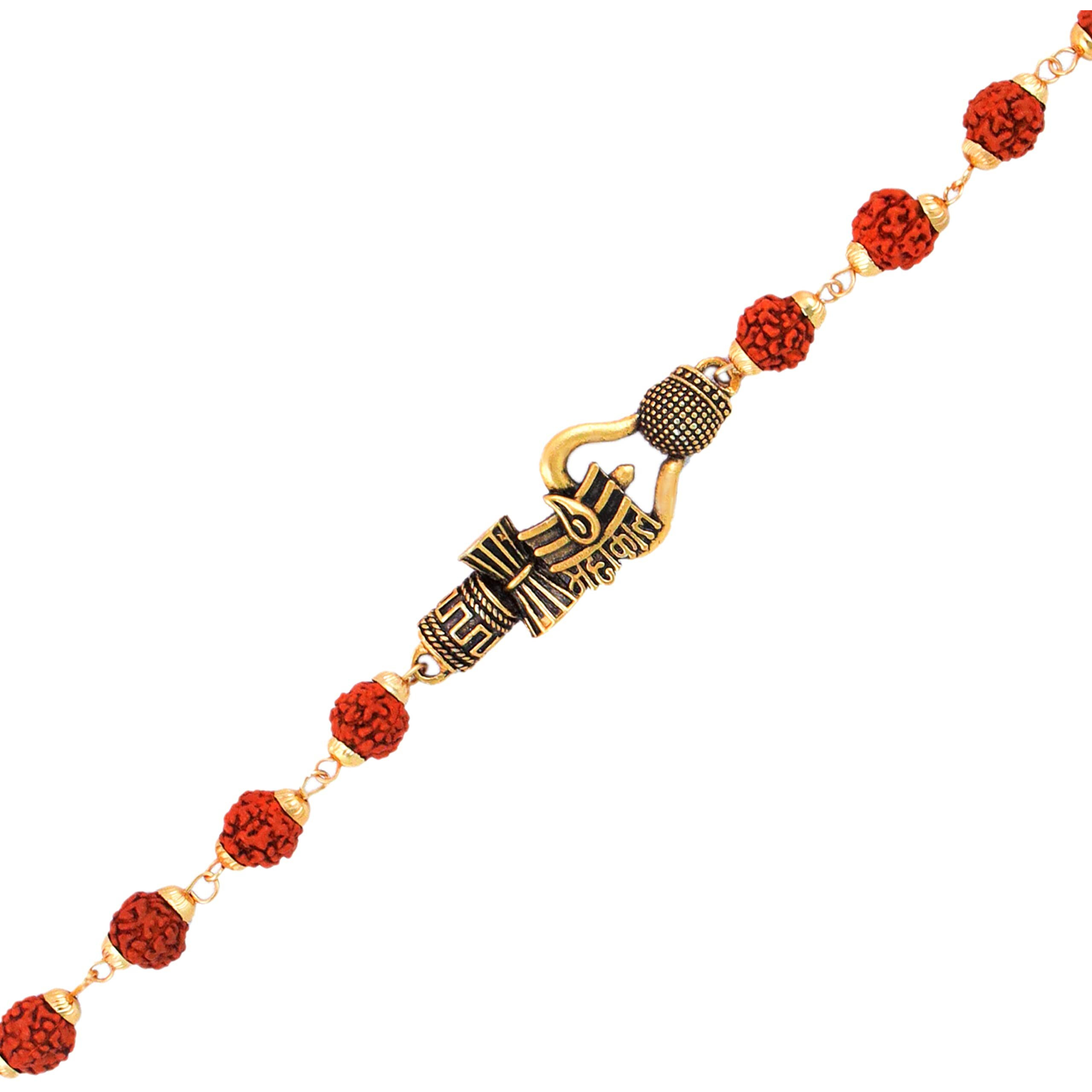 Fashion Frill Adjustable Mahakaal Rudraksh Rudraksha Bracelet Rakhi For Men Brother | Rakhis For Rakshabandhan