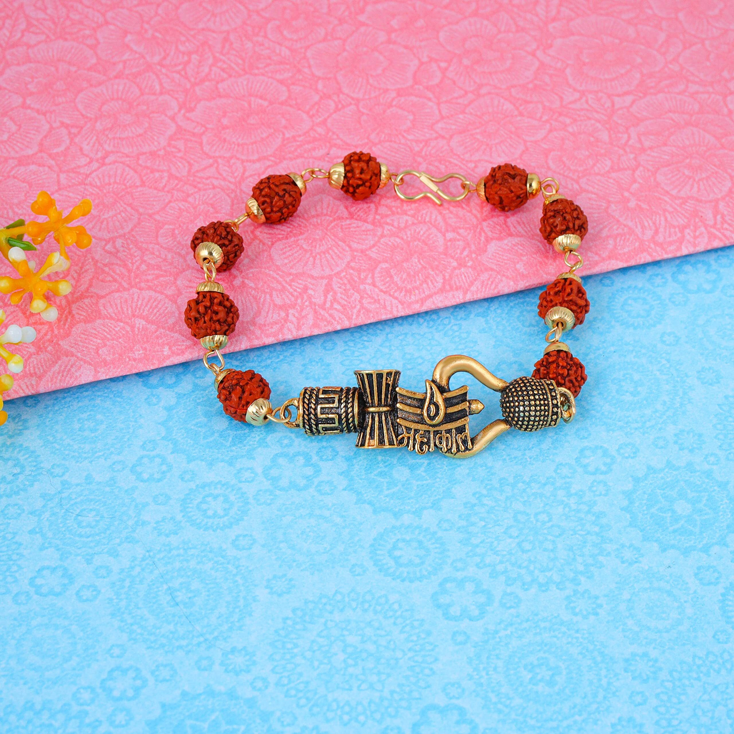 Fashion Frill Adjustable Mahakaal Rudraksh Rudraksha Bracelet Rakhi For Men Brother | Rakhis For Rakshabandhan