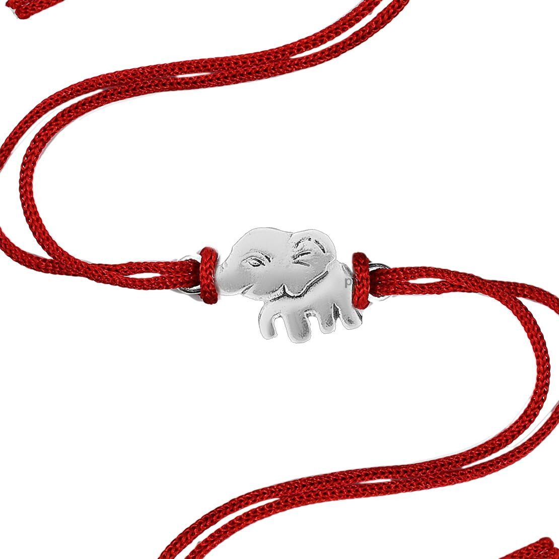 Parnika 925 Silver Elephant Thread Rakhi For Brother In Pure 92.5 Sterling Silver For Kids | Chandi Ki Rakhi | With Roli Chawal |