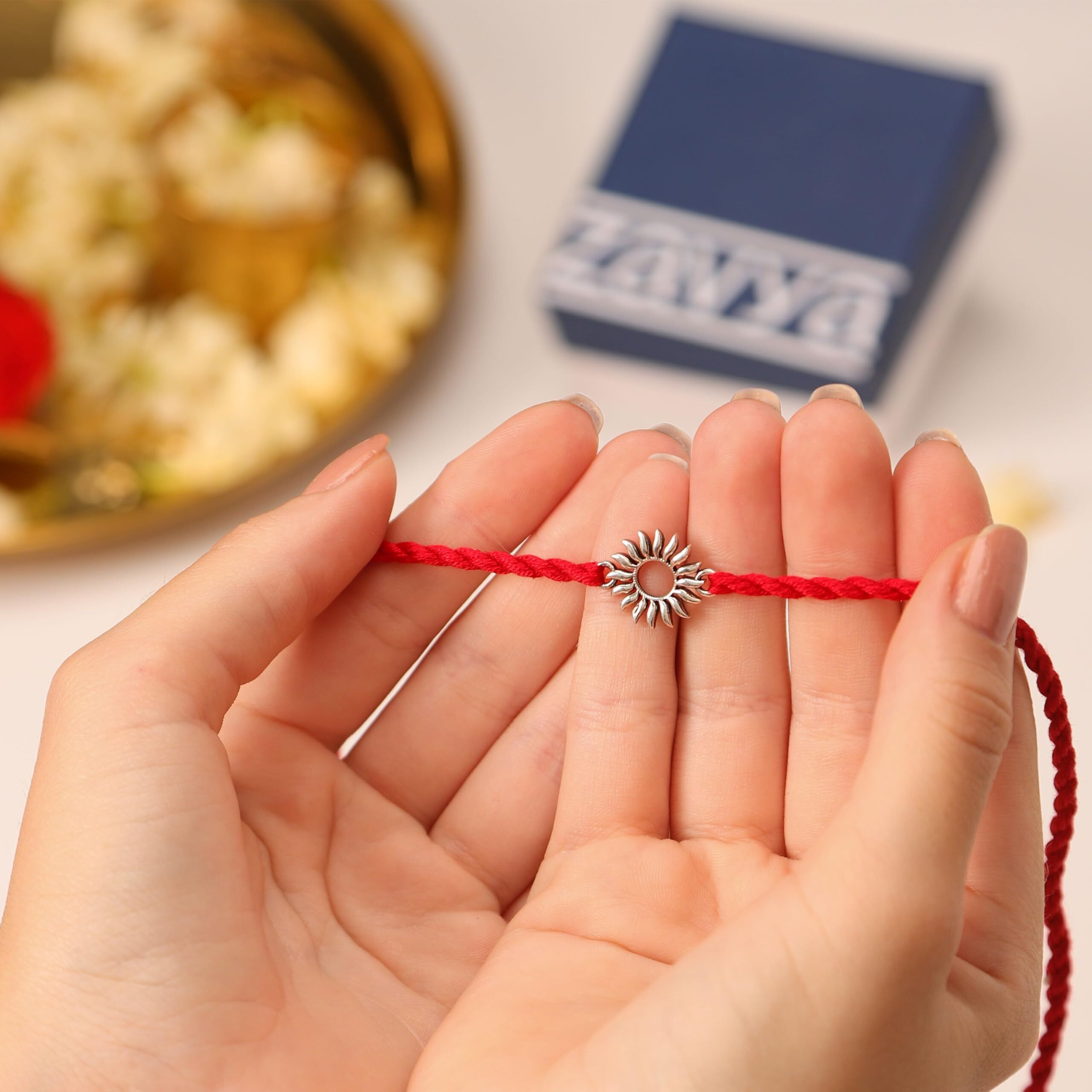 Zavya 925 Sterling Silver Sun Minimal Rhodium Plating Silver Rakhi | Rakhi For Brother- Rakshabandhan | Gift For Men & Boys |With Certificate Of Authenticity And 925 Hallmark | Gift For Brother
