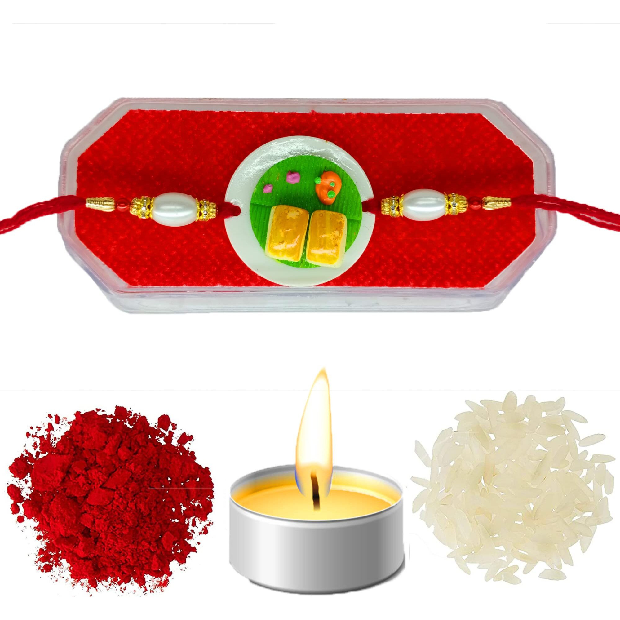 Ubuntu  Seasonal Designer 3D Food Rakhi For Kids - Attractive Embossed Foods Rakhi - Combo Pack With Roli & Chawal - (Pack Of 1) (Vadapav)