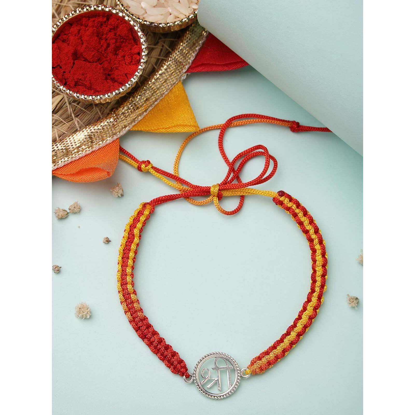 Sukkhi Rakhi 925 Sterling Silver Shree Ganesha Rakhi Bracelet For Men With Roli Chawal & Free Greeting Card With Certificate Of Authenticity | 925 Silver Rakhi For Brother | Rak106987