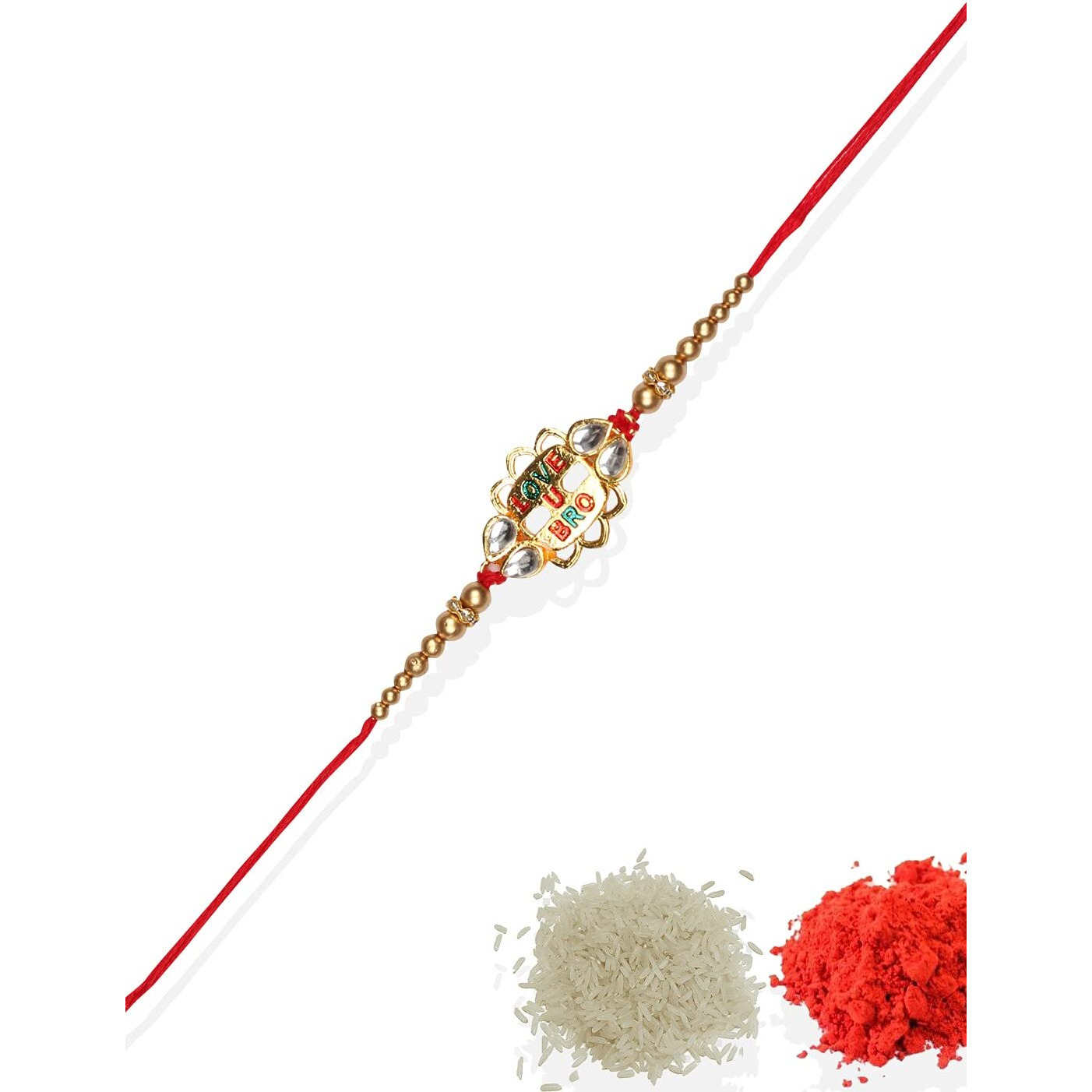 Accessher Designer Elegant Enamel Quirky Bro Rakhi For Beloved Brother Pack Of 1 With Roli Kumkum Packets And Happy Rakshabandhan Card