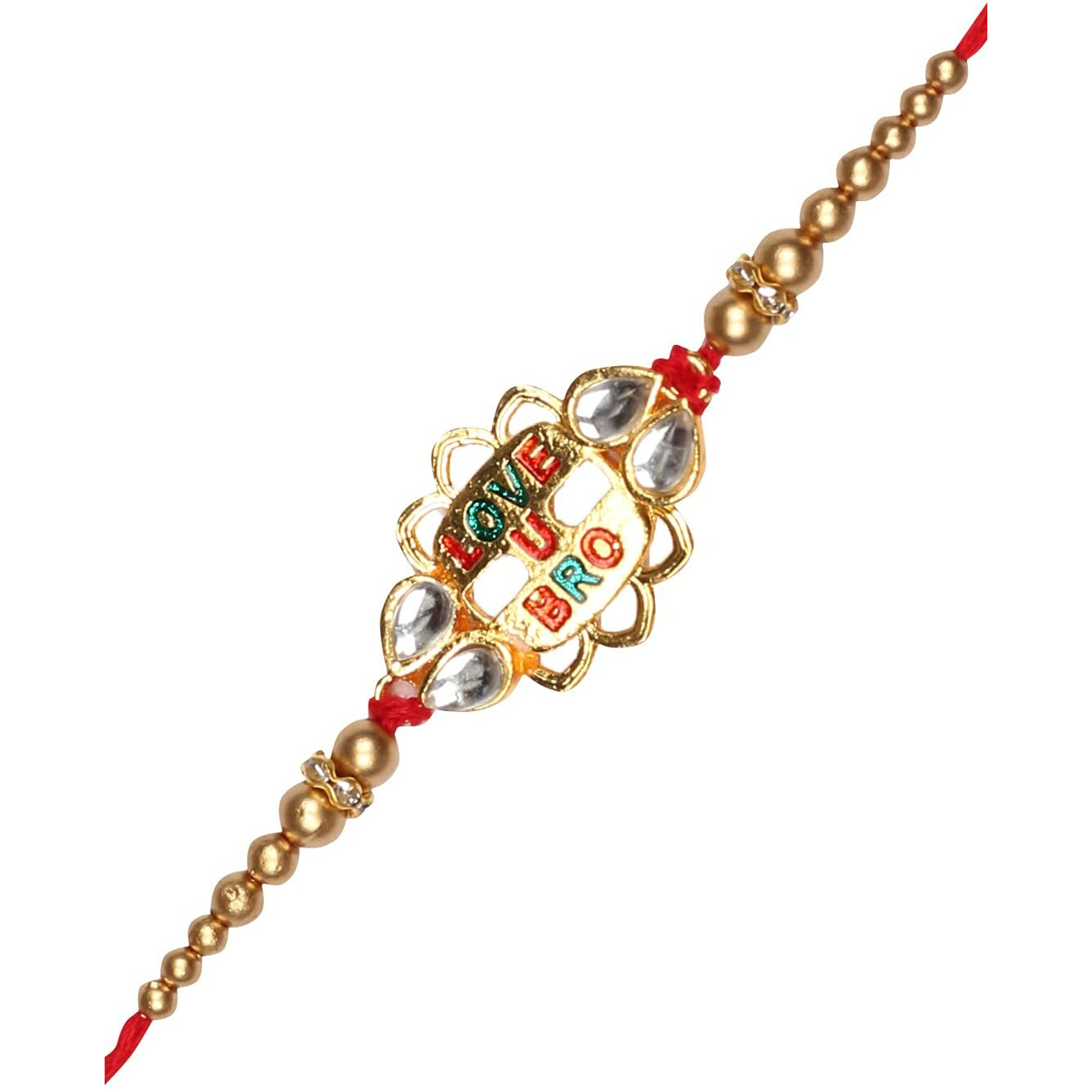 Accessher Designer Elegant Enamel Quirky Bro Rakhi For Beloved Brother Pack Of 1 With Roli Kumkum Packets And Happy Rakshabandhan Card