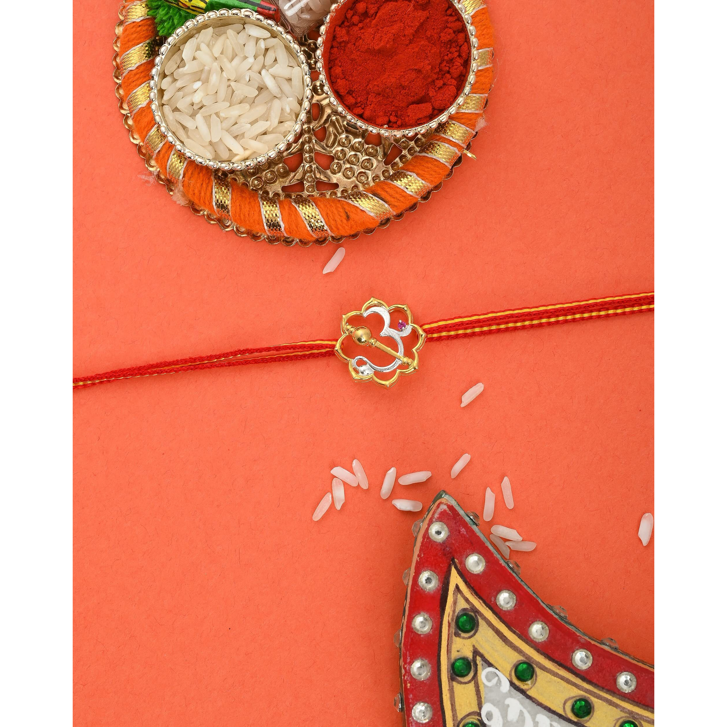 I Juels  Live The Emotions 925 Sterling Silver Om Hanuman Silver Rakhi For Brother. 3-In-1 Silver Rakhi/Bracelet/Pendant For Men And Women.