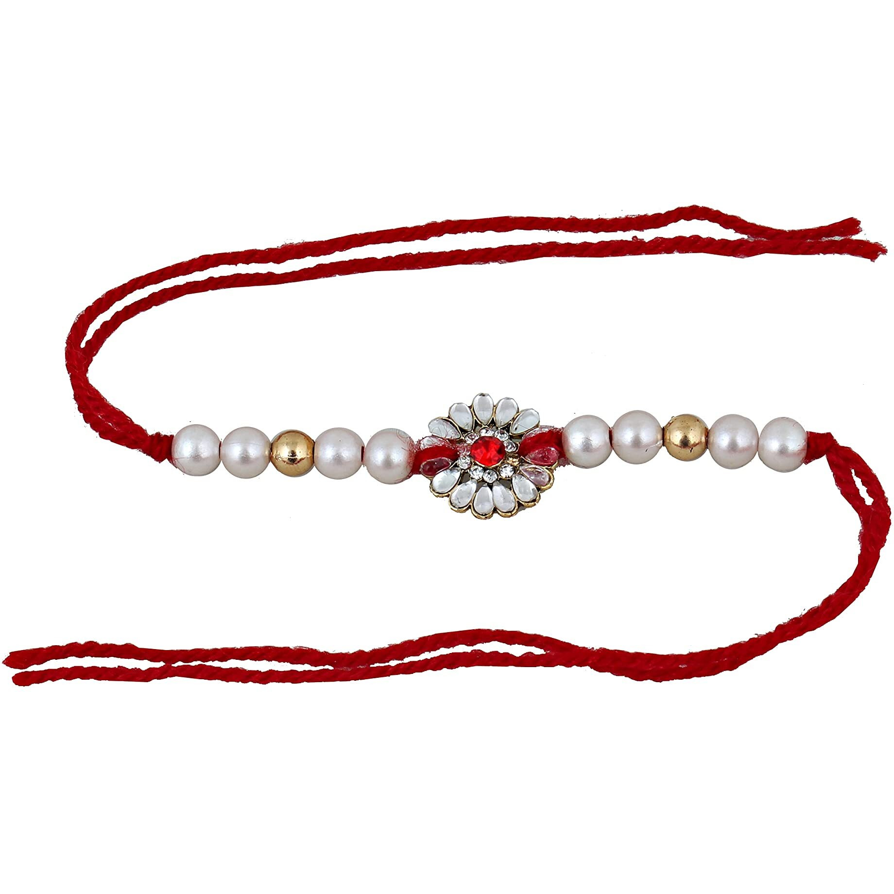 Lucky Jewellery Rakhi 18 K Gold Plated Rakhe Boho Collection Rakshabandan Rakhee Bracelet For Bro/Brother/Bhaiya/Bhai/Bhabhi Rakshasutra (175-Wesvr1-211-W-3)