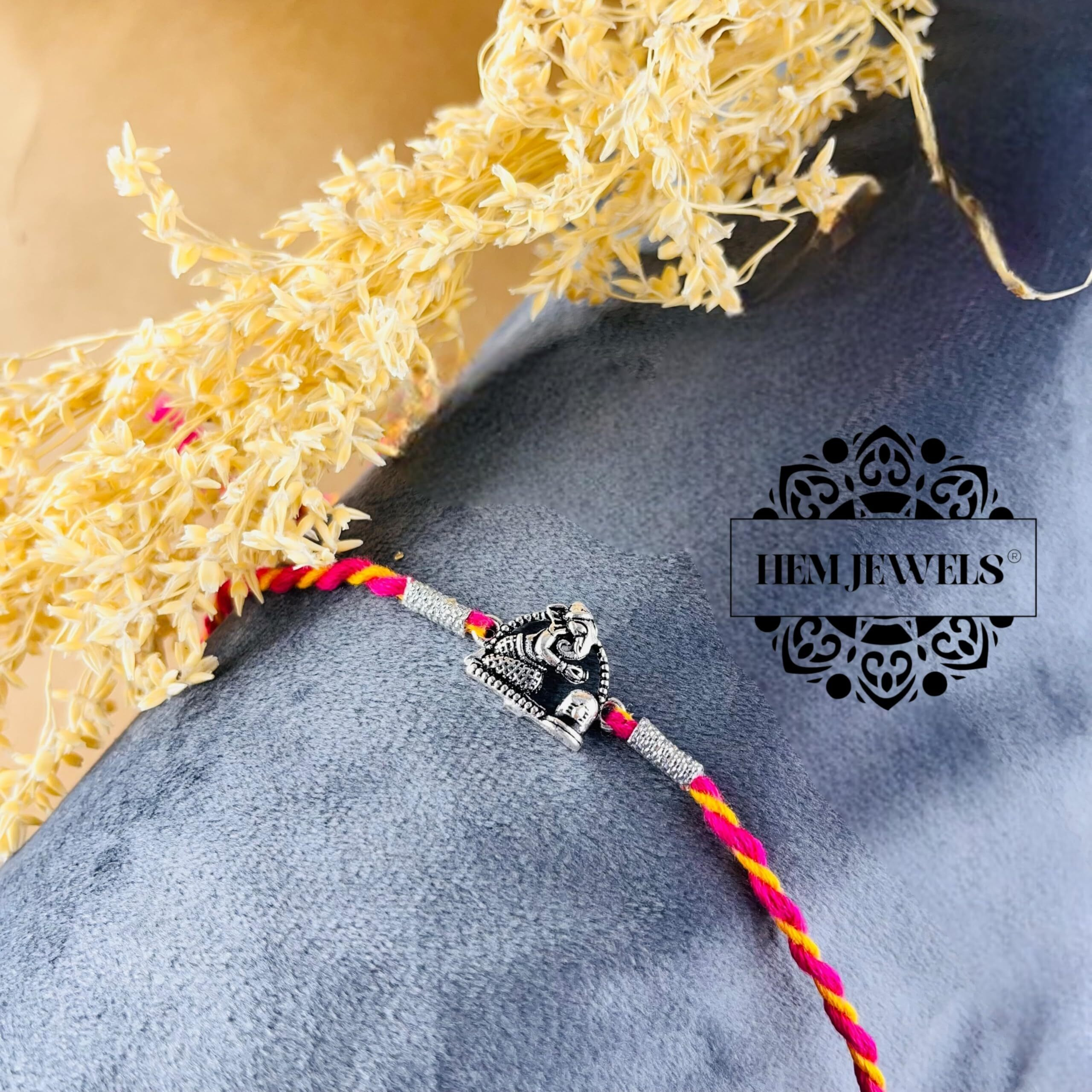 Hem Jewels Pure Silver Thread Rakhi For Brother/Bhaiya With Silver Motif And Cotton Thread | Rakshabandhan Rakhi For Kids |Free Size | Multiple Use Of Motif - 60