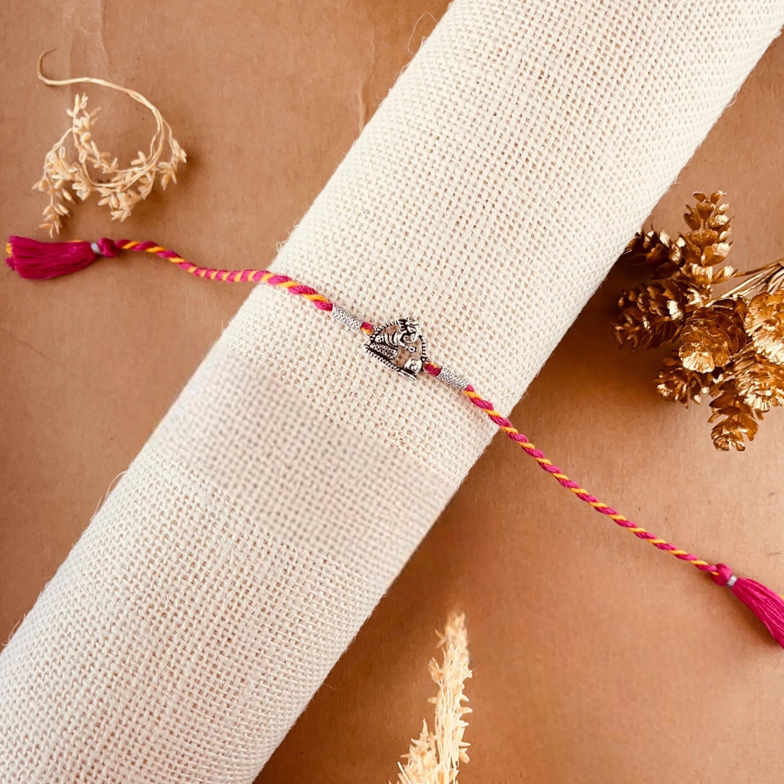 Hem Jewels Pure Silver Thread Rakhi For Brother/Bhaiya With Silver Motif And Cotton Thread | Rakshabandhan Rakhi For Kids |Free Size | Multiple Use Of Motif - 60