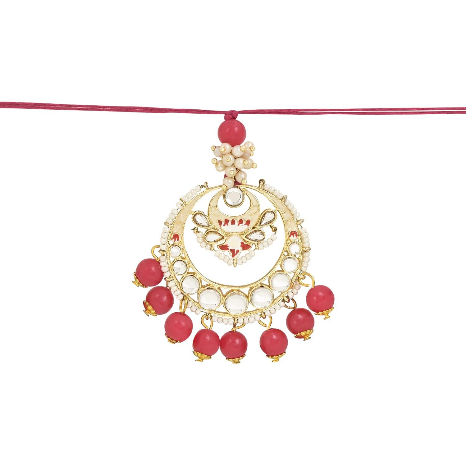 I Jewels Mens Kundan & Pearl Hanging Bhaiya Bhabhi Lumba Rakhi Combo Set With Roli Chawal And Rakshabandhan Card (R106Q-Co)