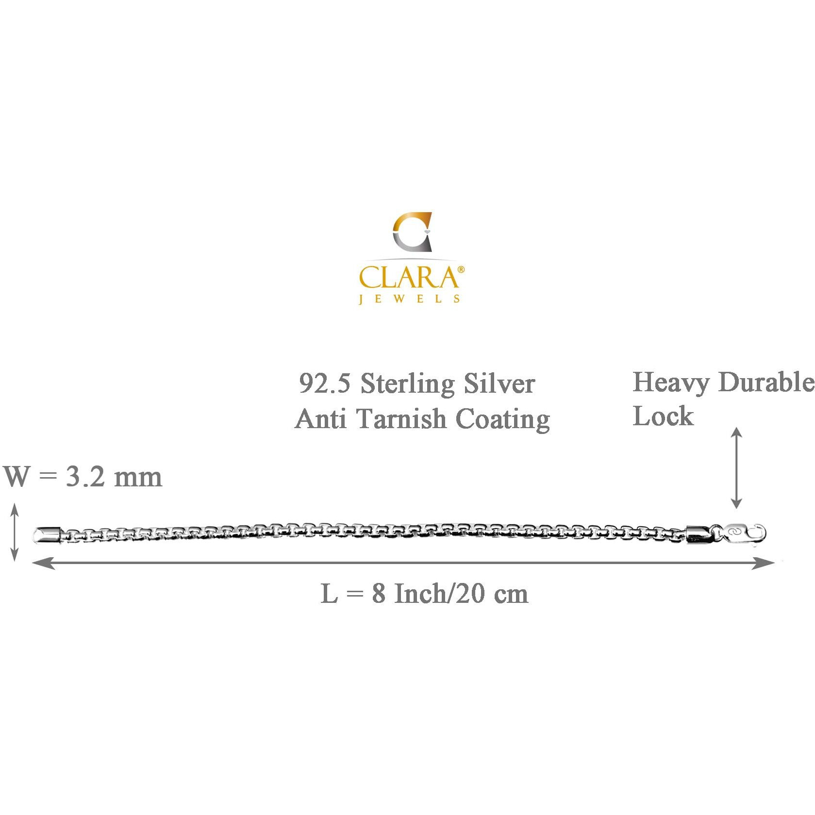 Clara Anti-Tarnish 92.5 Sterling Silver Bracelet, Rakhi For Bhai Brother | 8 Inch |Gift For Men & Boys | With Certificate Of Authenticity And 925 Stamp