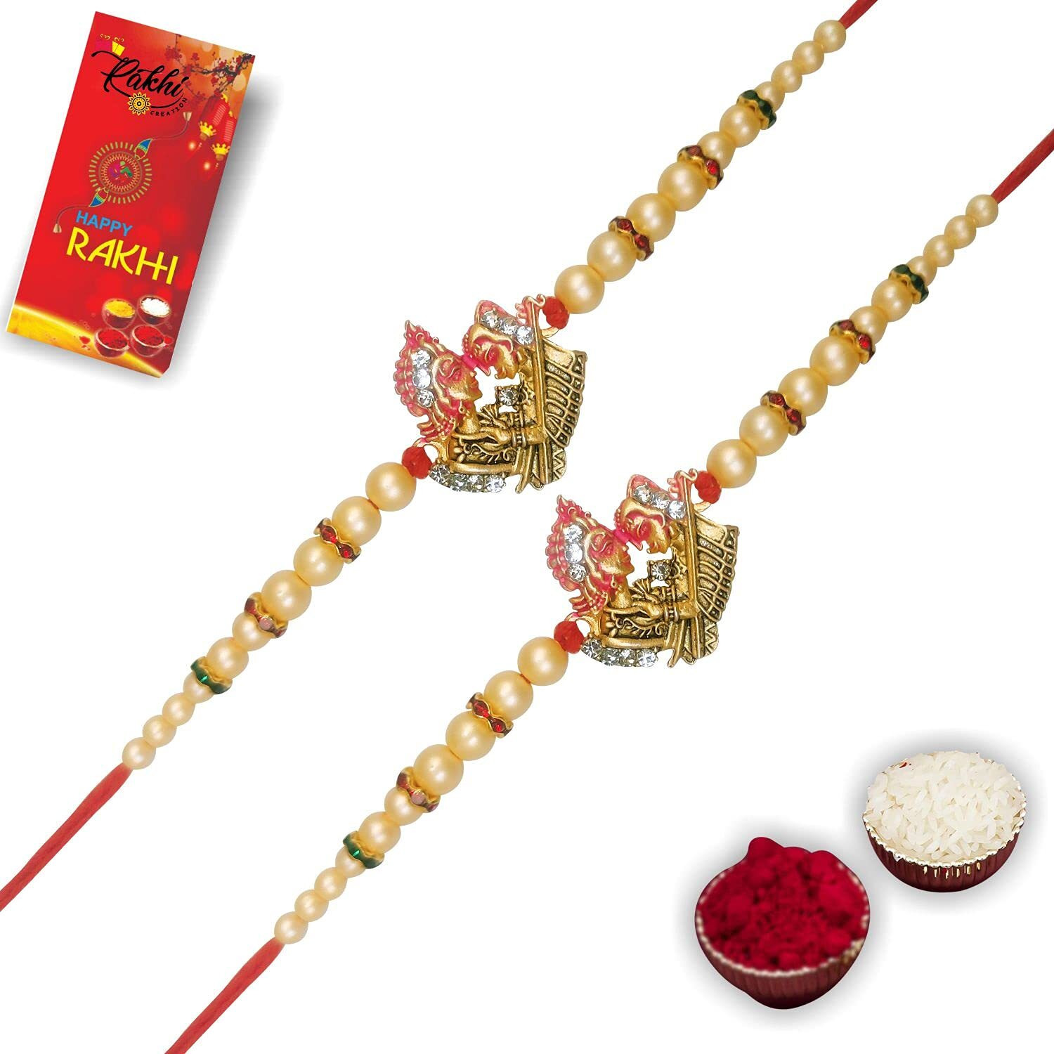 Case Creation Radha Krishna Ji Rakhi Kanha Ji Rakhi With Pearls Rakshabandhan Special Couple 2 Rakhi For Cute Bro Bhabhi