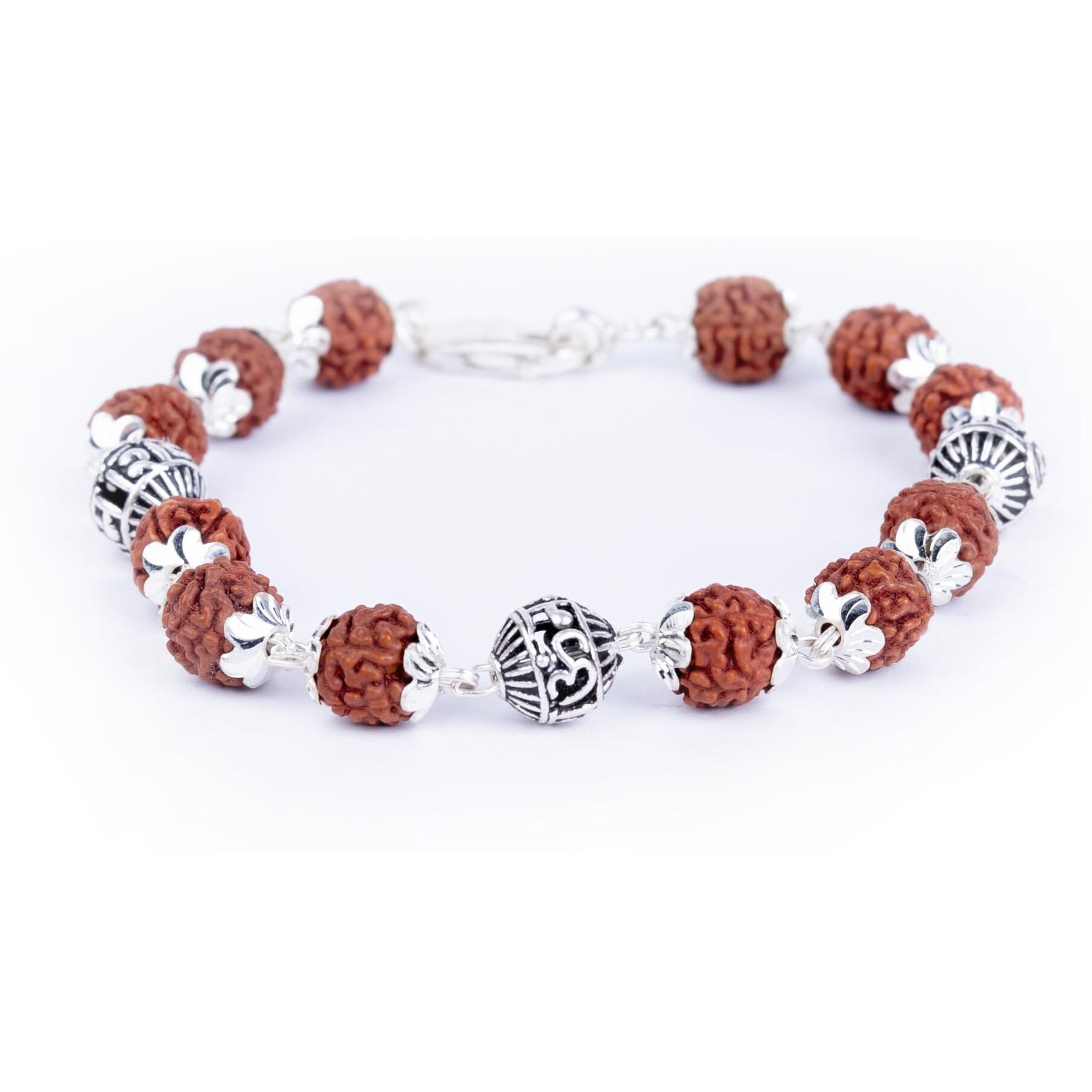 Hem Jewels Pure Silver Rudraksha Rakhi For Brother | 925 Silver Bracelet For Boys And Men | Silver Bracelet Rakhi | Silver Rakhi For Brother | Design Om Namah Shivay Beads (Hjrkh9-82)