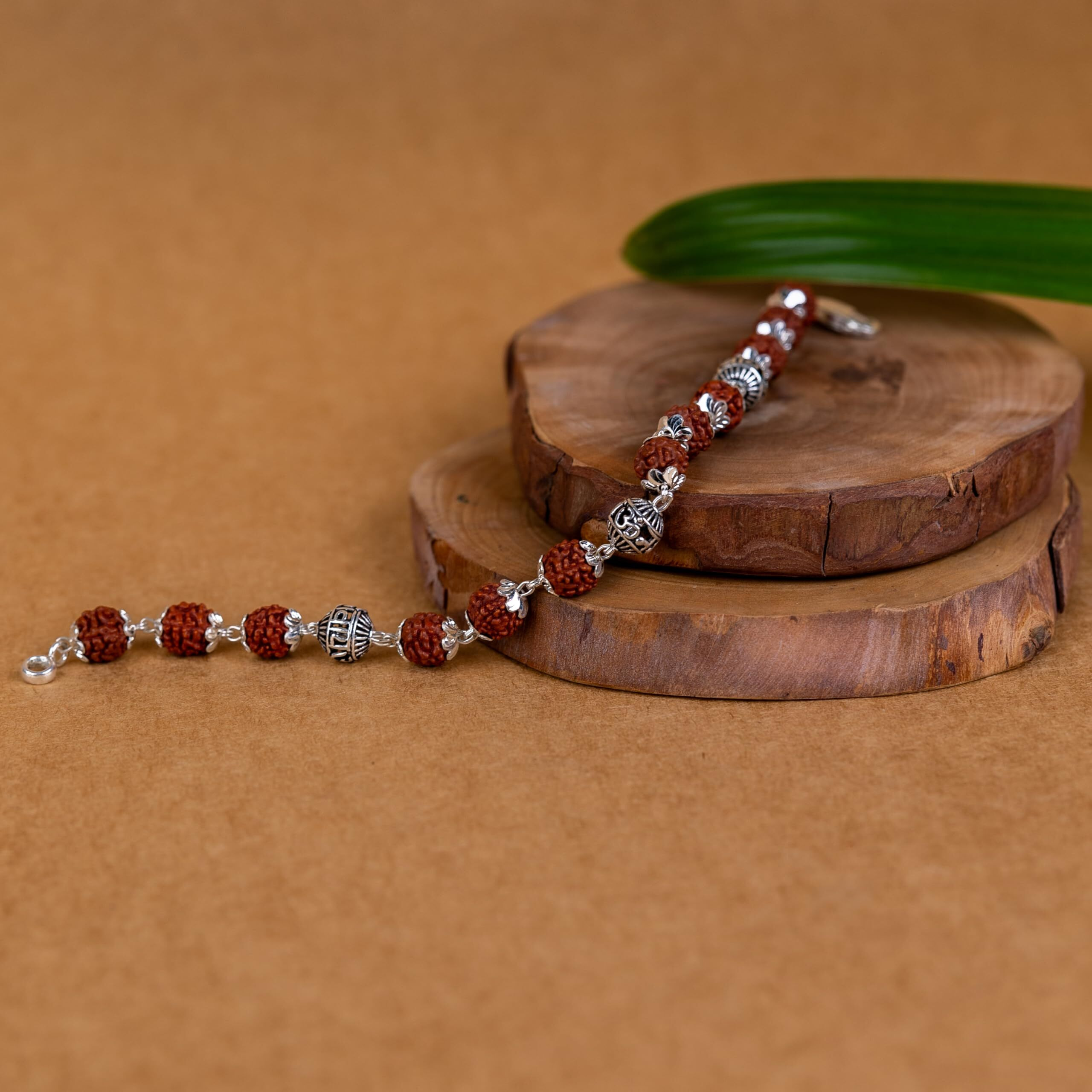 Hem Jewels Pure Silver Rudraksha Rakhi For Brother | 925 Silver Bracelet For Boys And Men | Silver Bracelet Rakhi | Silver Rakhi For Brother | Design Om Namah Shivay Beads (Hjrkh9-82)