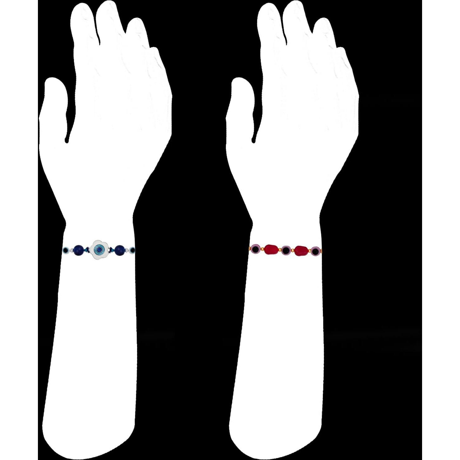 Mahi Combo Of 4 Evil Eye Rakhi's With Meenakari Work And Beads For Bhaiya (Rco1105564M)
