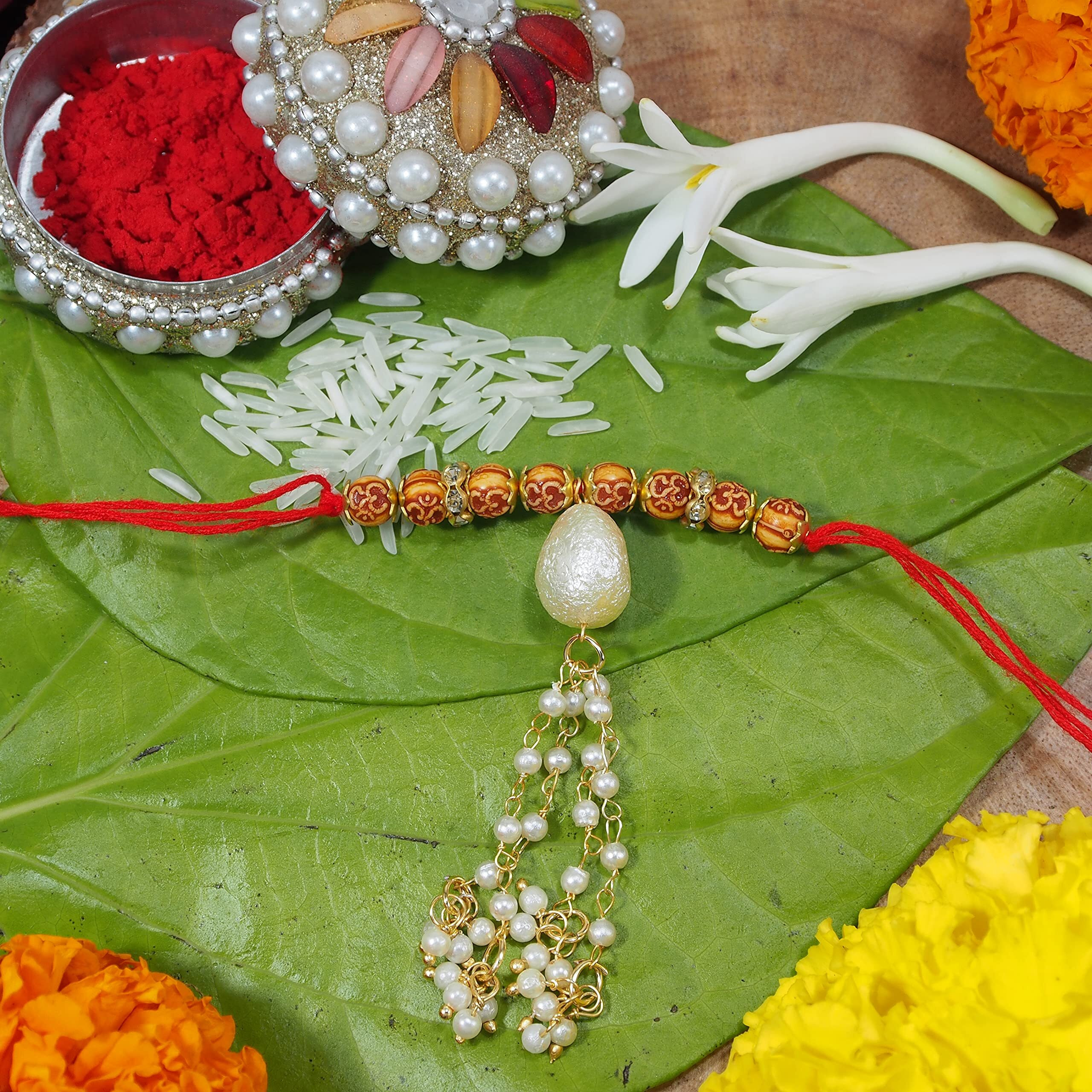 I Jewels Designer Pearl Hanging Lumba Bracelet For Bhabhi/Sister (R021-54Lco)