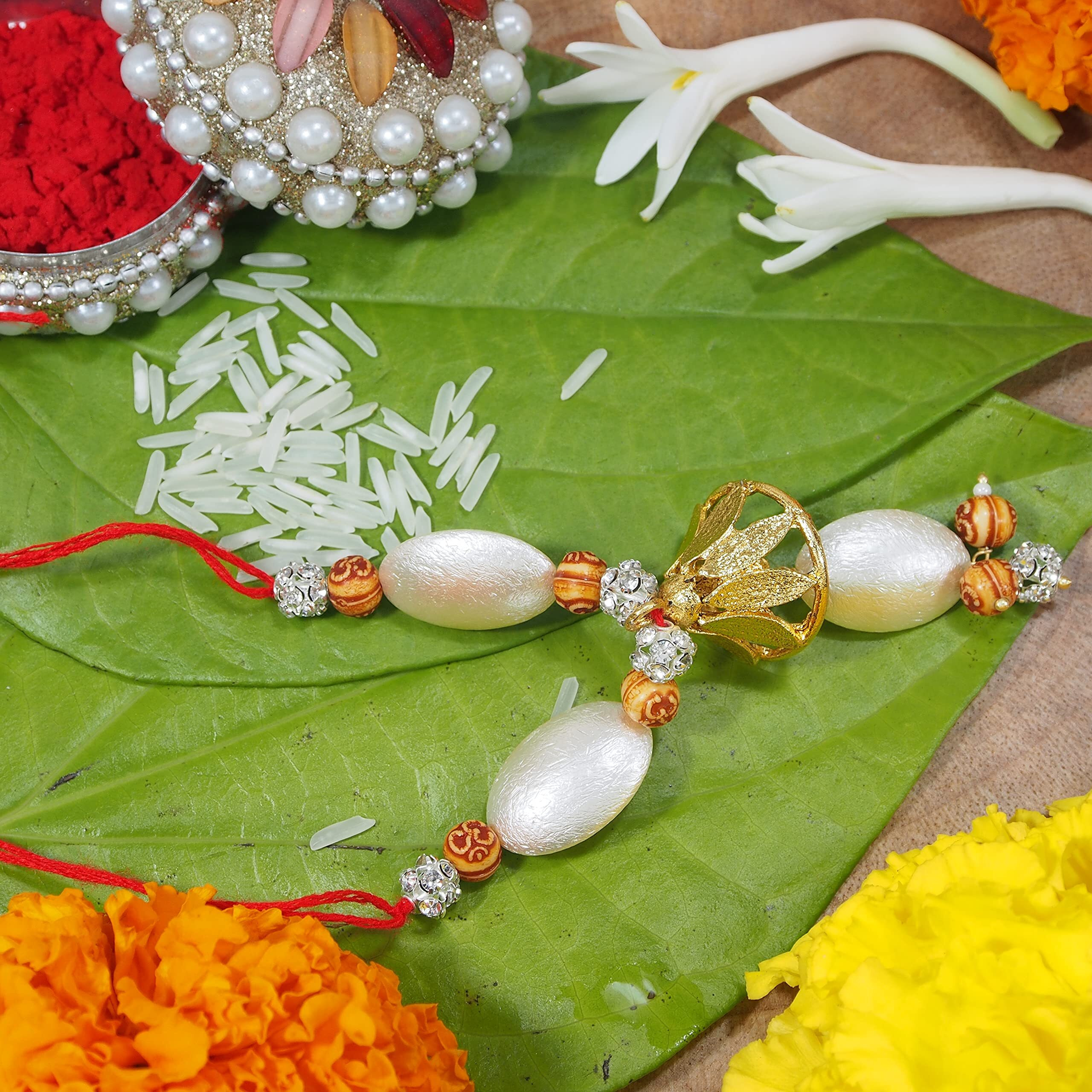 I Jewels Designer Pearl Hanging Lumba Bracelet For Bhabhi/Sister (R021-54Lco)