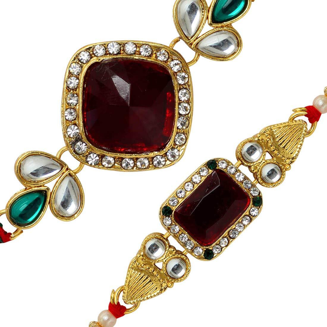Preyans From Jaipur Mart Strand Bracelet Rakhi With Roli Chawal (2 Piece Combo) (Rkh156Cmb)