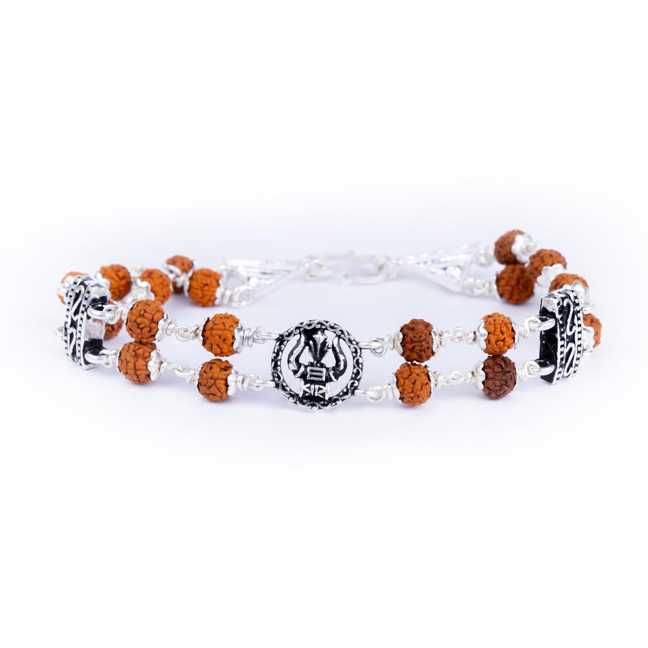 Hem Jewels Pure Silver Rudraksha Rakhi For Brother | Silver Bracelet For Boys And Men | Silver Bracelet Rakhi | Silver Rakhi For Brother | Design Trishul Aura (Hjrkh-96)