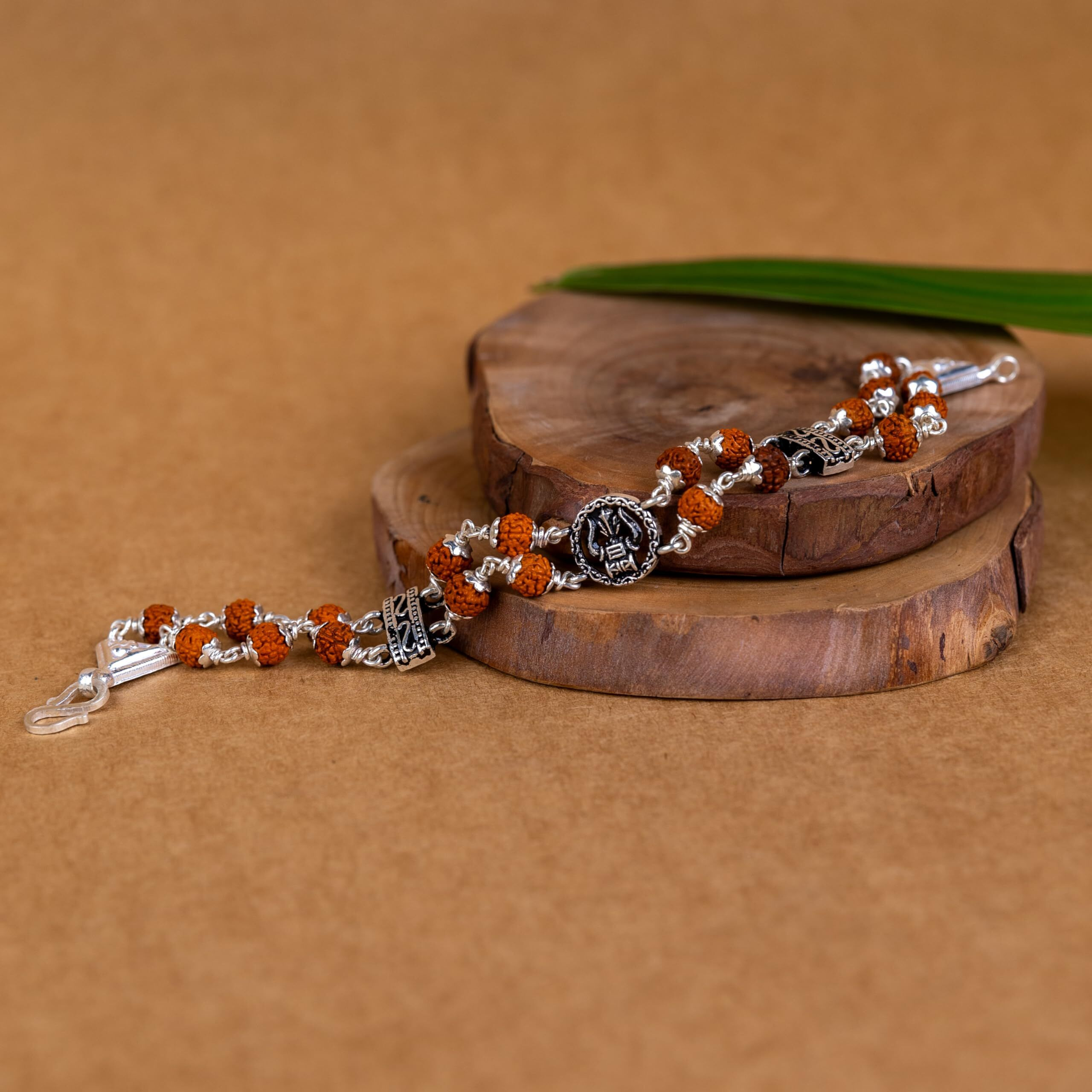 Hem Jewels Pure Silver Rudraksha Rakhi For Brother | Silver Bracelet For Boys And Men | Silver Bracelet Rakhi | Silver Rakhi For Brother | Design Trishul Aura (Hjrkh-96)