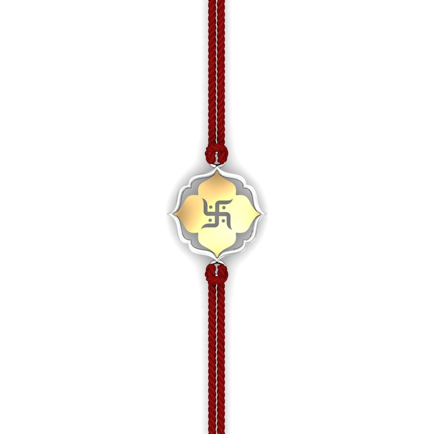 Kuberbox 925 Sterling Silver Blossom Swastik Silver Rakhi For Brother