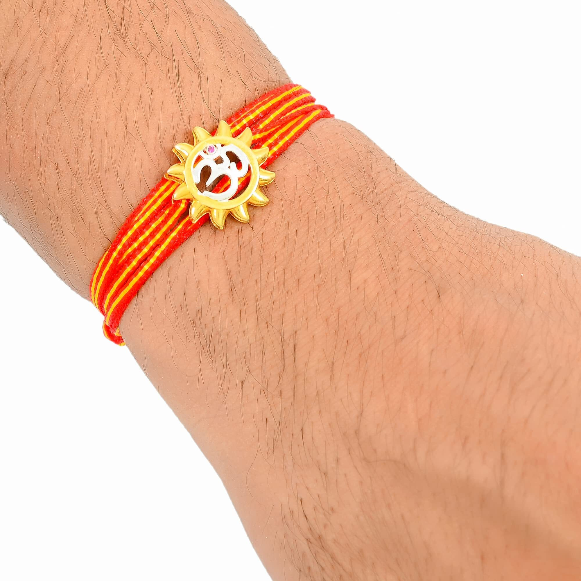 I Juels  Live The Emotions 925 Sterling Silver Om Surya Silver Rakhi For Brother.3-In-1 Silver Rakhi/Bracelet/Pendant For Men And Women.