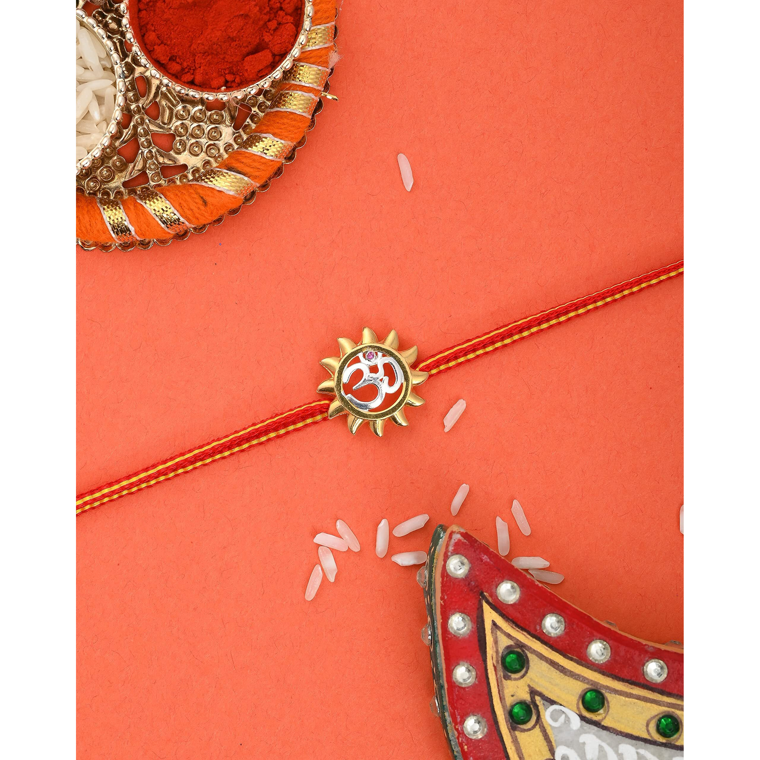 I Juels  Live The Emotions 925 Sterling Silver Om Surya Silver Rakhi For Brother.3-In-1 Silver Rakhi/Bracelet/Pendant For Men And Women.