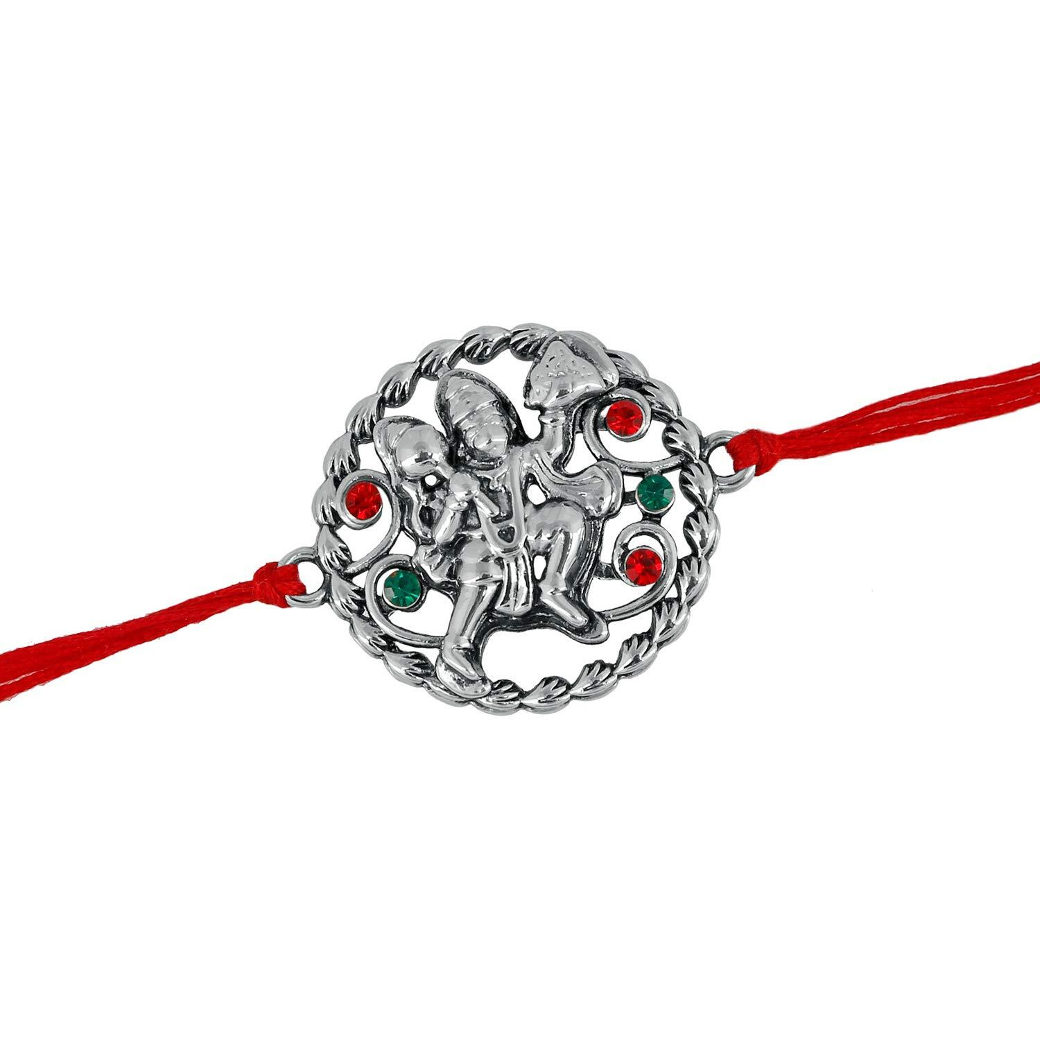 Mahi Multi Strand Bracelet For Men (Red And Green) (Ra1100616R), Adjustable