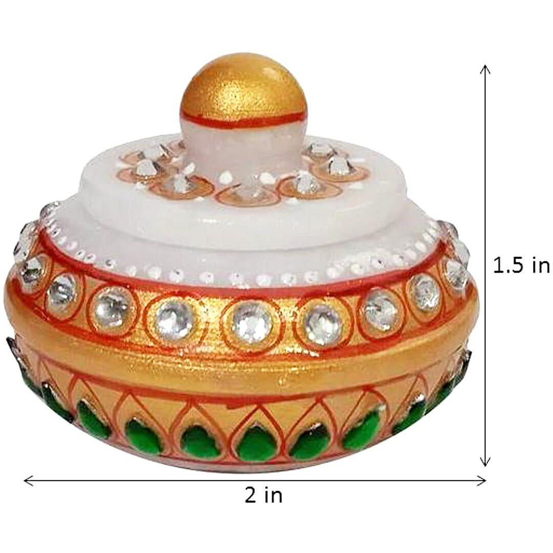 Purpledip Rakshabandhan Gift Hamper For Brother Marble Kumkum Sindoor Box, 2 Bhai Rakhi, Roli Chawal Tika (Rakhi4G)