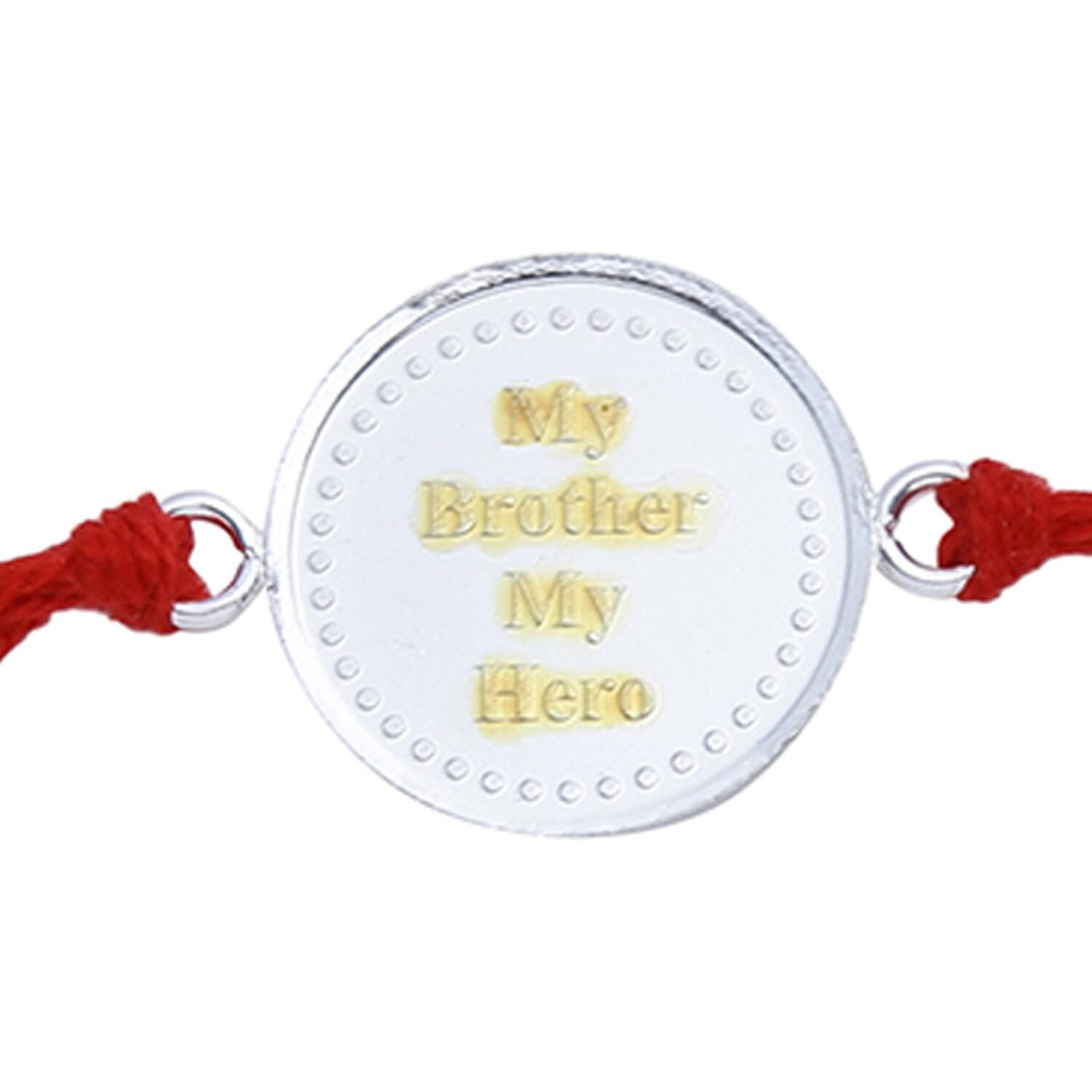 Ananth Jewels Men's Cotton 92.5 Sterling Silver Rakhi Bracelet For Brother (Red)