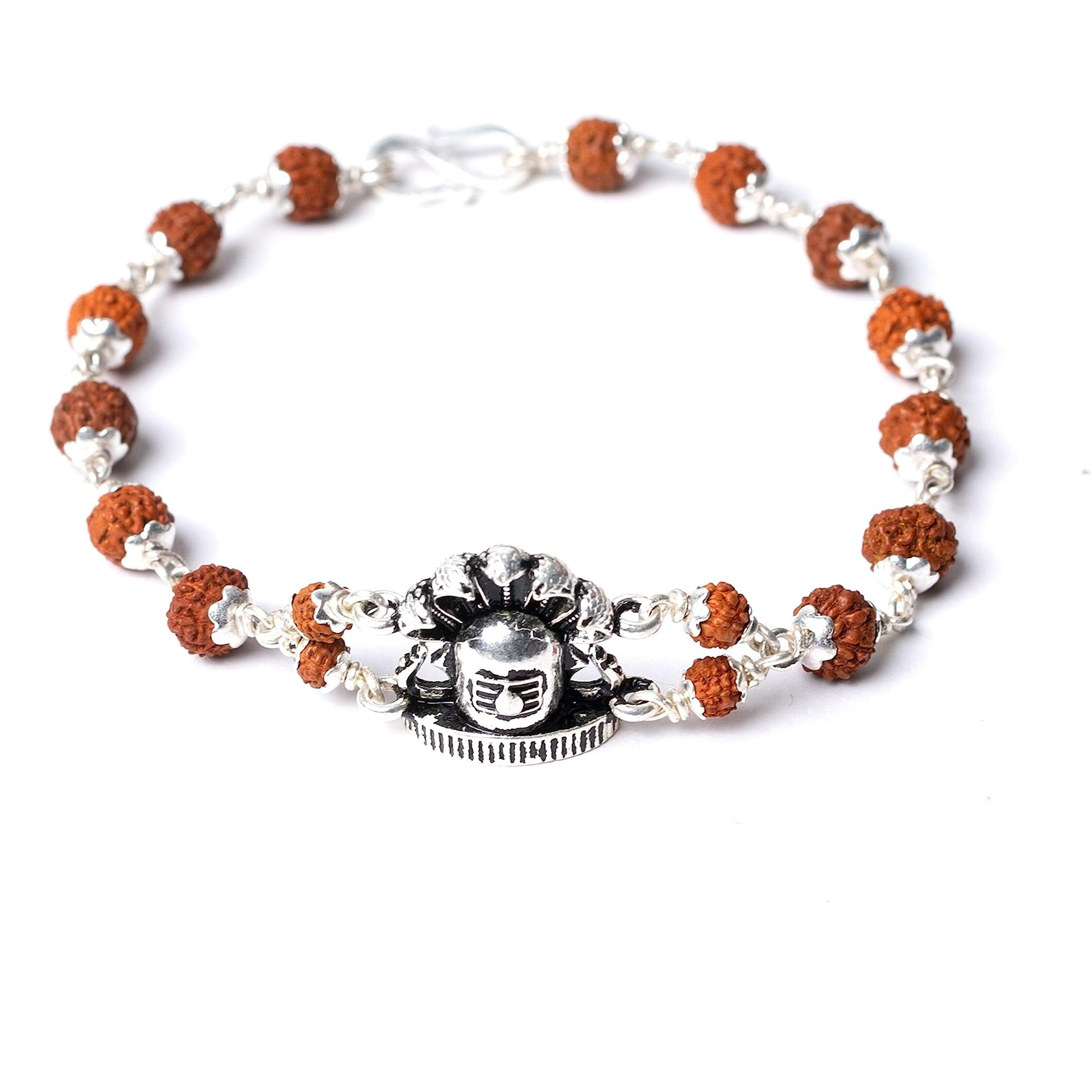 Hem Jewels Pure Silver Rudraksh Rakhi For Brother | Silver Rudaksh Bracelet For Boys And Men | With Motif Of Shivling With Sheshnaag (Hjrkh-62)