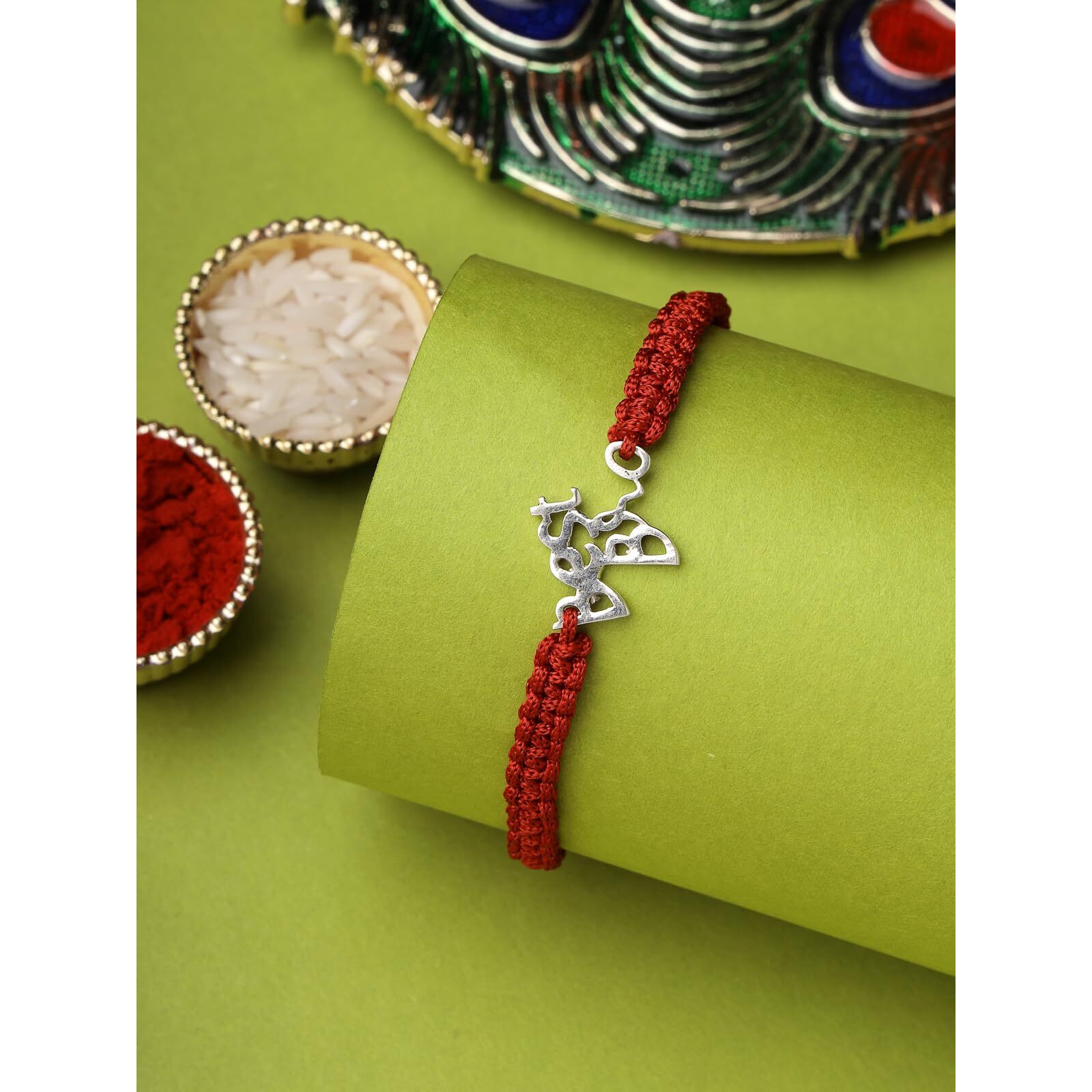 Sukkhi Rakhi 925 Sterling Silver Best Bro Silver Rakhi Bracelet For Men With Roli Chawal & Free Greeting Card With Certificate Of Authenticity | 925 Silver Rakhi For Brother | Rak106992