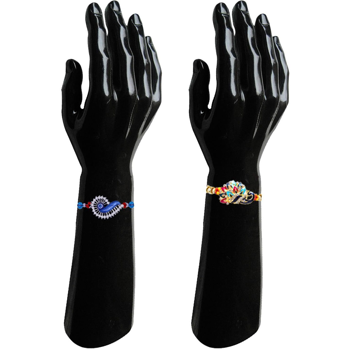 Mahi Combo Of Evil Eye And Peacock Shaped Meenakari Work Rakhis With Beads For Bhaiya (Rco1105562M)