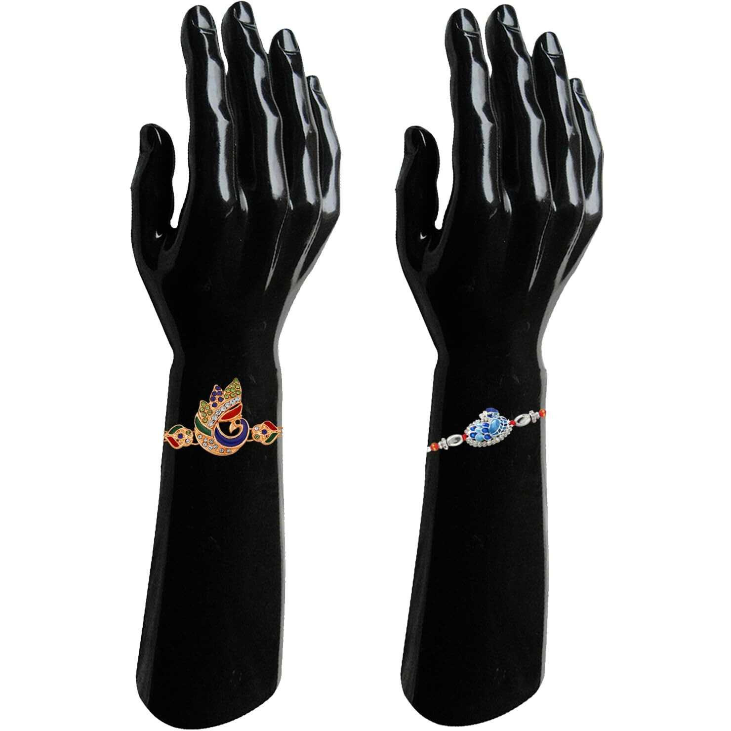 Mahi Combo Of Evil Eye And Peacock Shaped Meenakari Work Rakhis With Beads For Bhaiya (Rco1105562M)