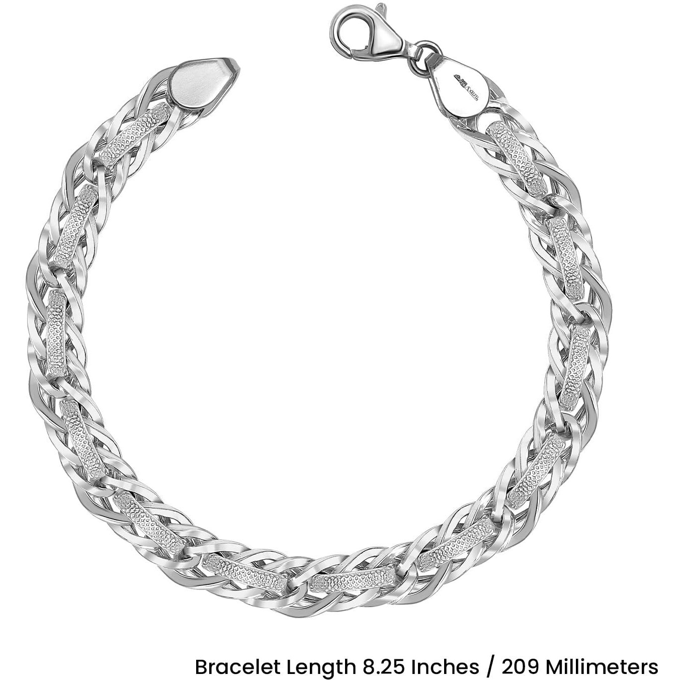 Lecalla 925 Sterling Silver Designer Chain Bracelet For Men And Boys | Bis Hallmarked Silver Bracelet 8.5 Inches | Rakhi For Brother | Fancy Bracelets | Rakhi Gift For Brother