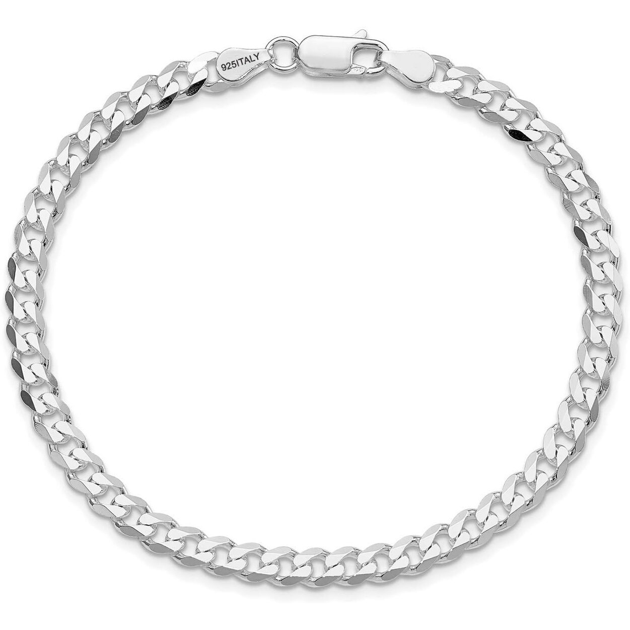 Lecalla 925 Sterling Silver Curb Chain Bracelet For Men | Bis Hallmarked Italian 4.5Mm Solid Diamond-Cut Cuban Link Curb Chain Bracelet 8.5 Inches | Rakhi For Brother | Rakhi Gift For Brother